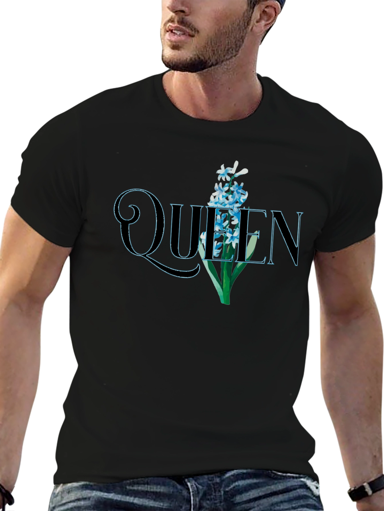 Queen Floral Graphic Black T-Shirt