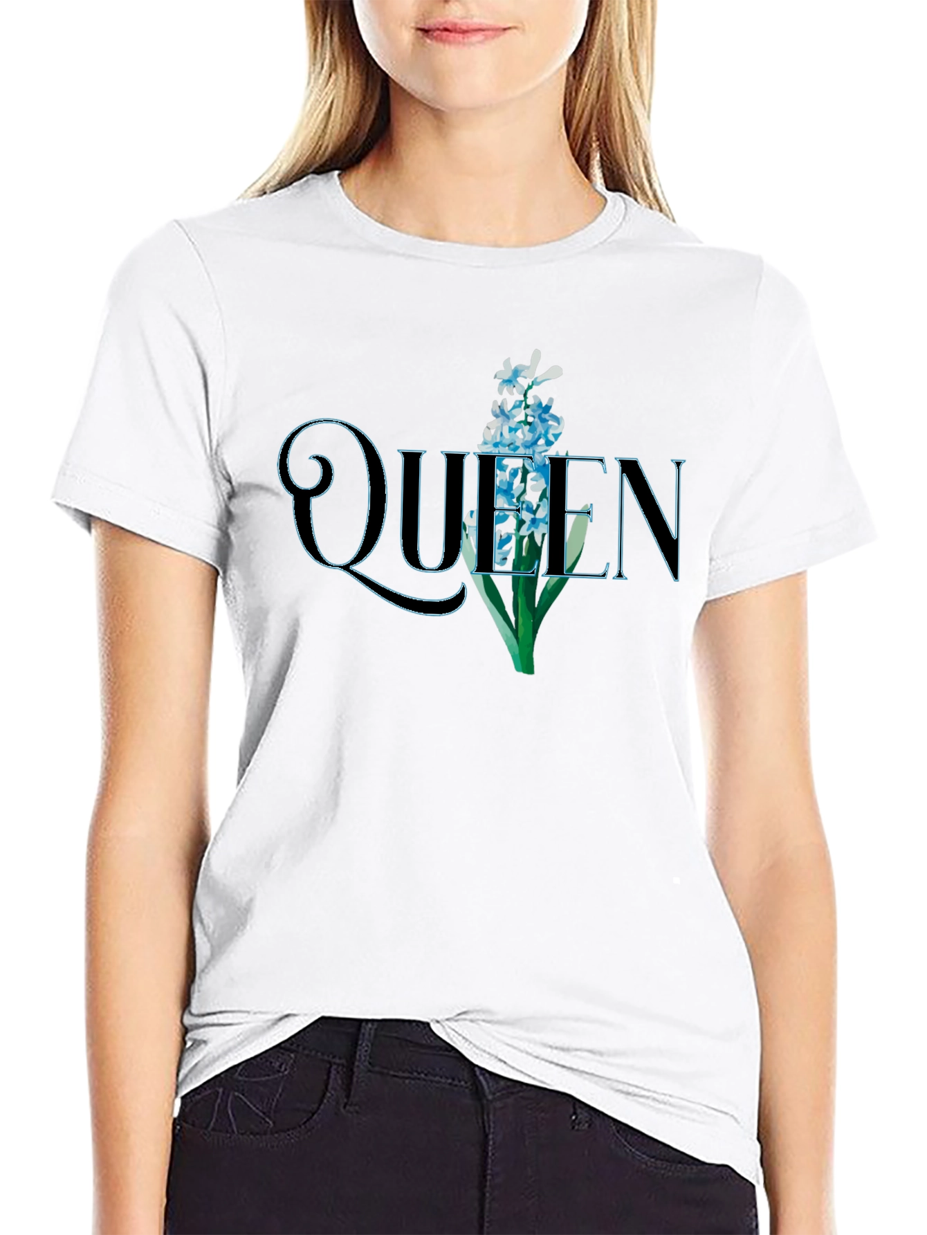 Queen Floral Graphic Black T-Shirt