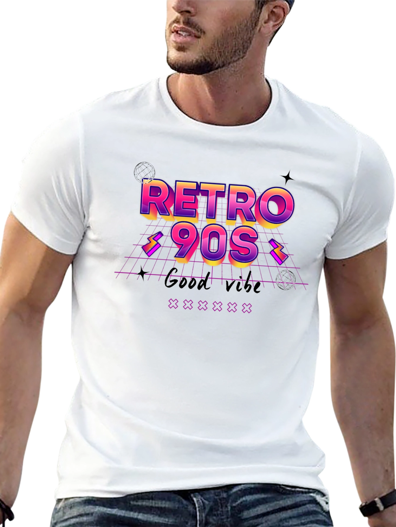 Retro 90s Graphic Tee - Good Vibes T-Shirt