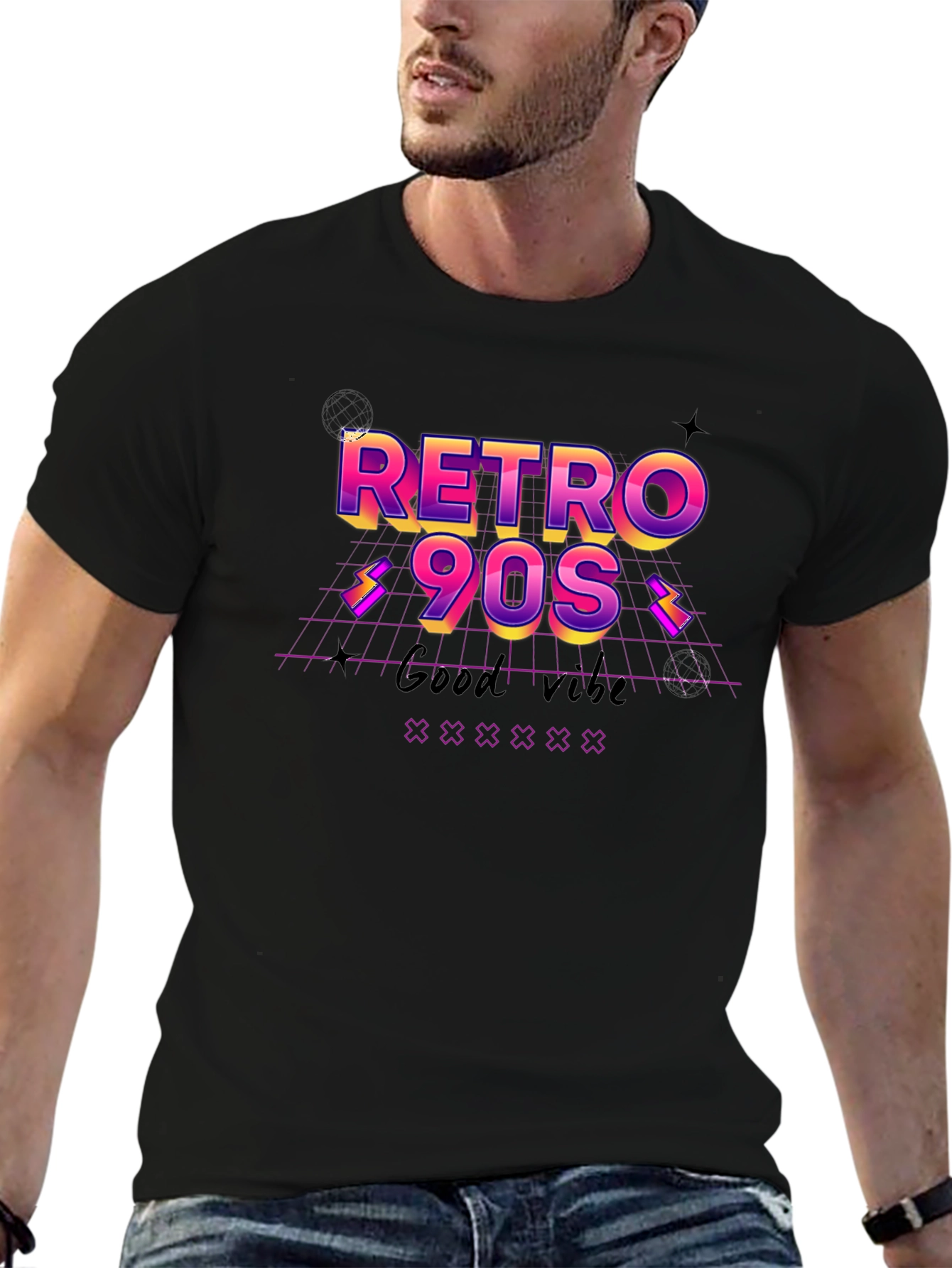 Retro 90s Graphic Tee - Good Vibes T-Shirt