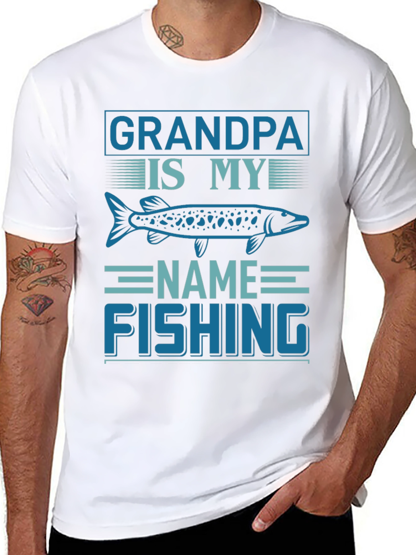 Grandpa Fishing T-Shirt - Name Fishing Tee