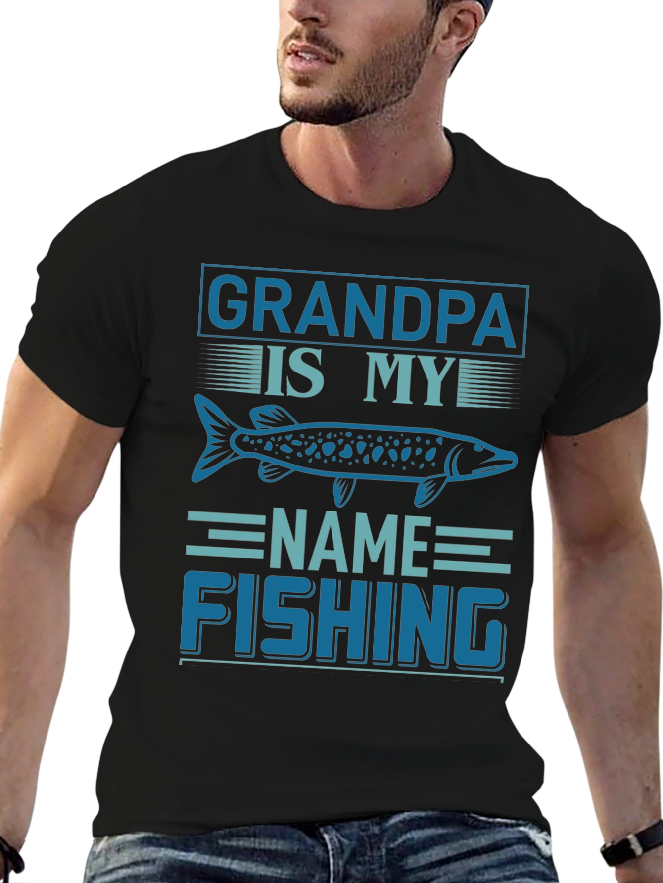 Grandpa Fishing T-Shirt - Name Fishing Tee