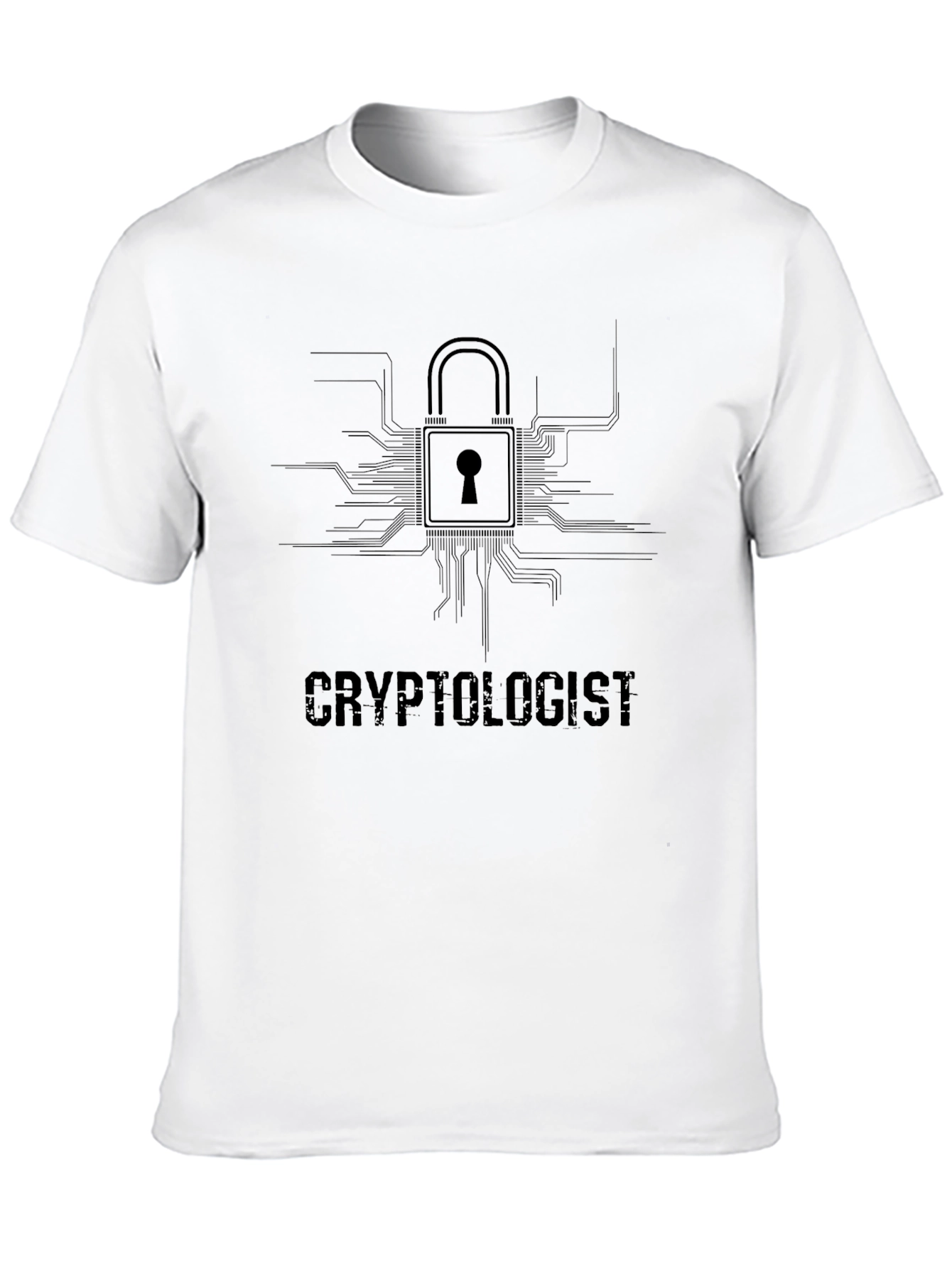 Cryptologist Lock Design Black T-Shirt