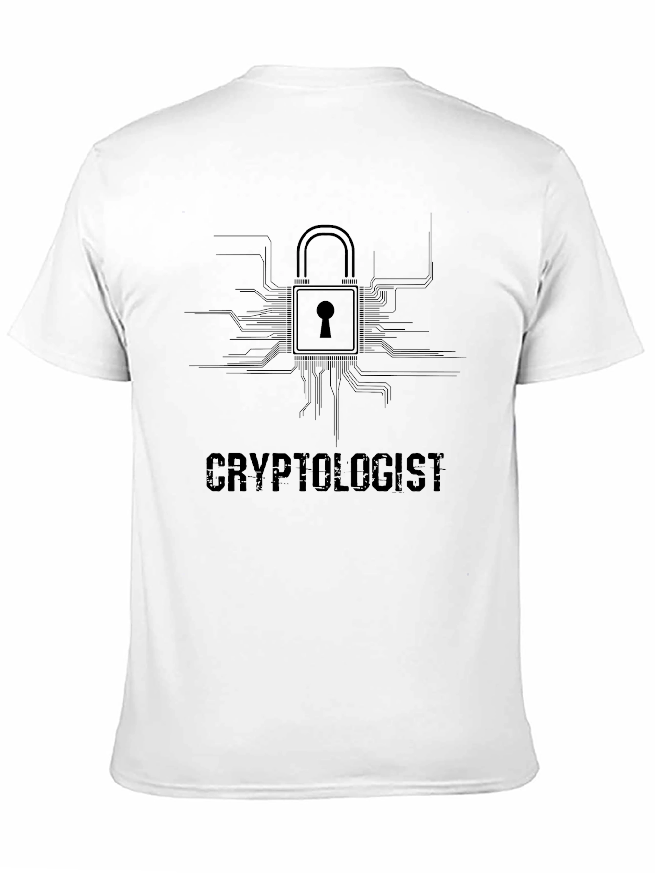 Cryptologist Lock Design Black T-Shirt