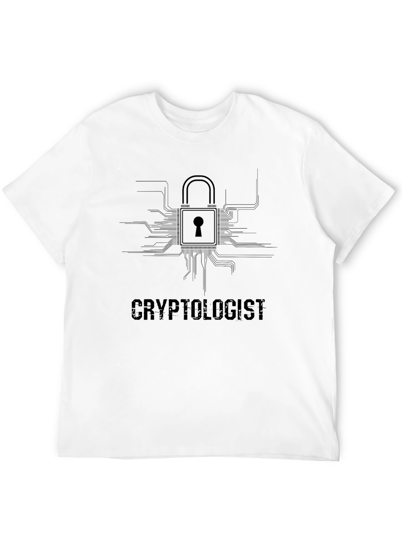 Cryptologist Lock Design Black T-Shirt