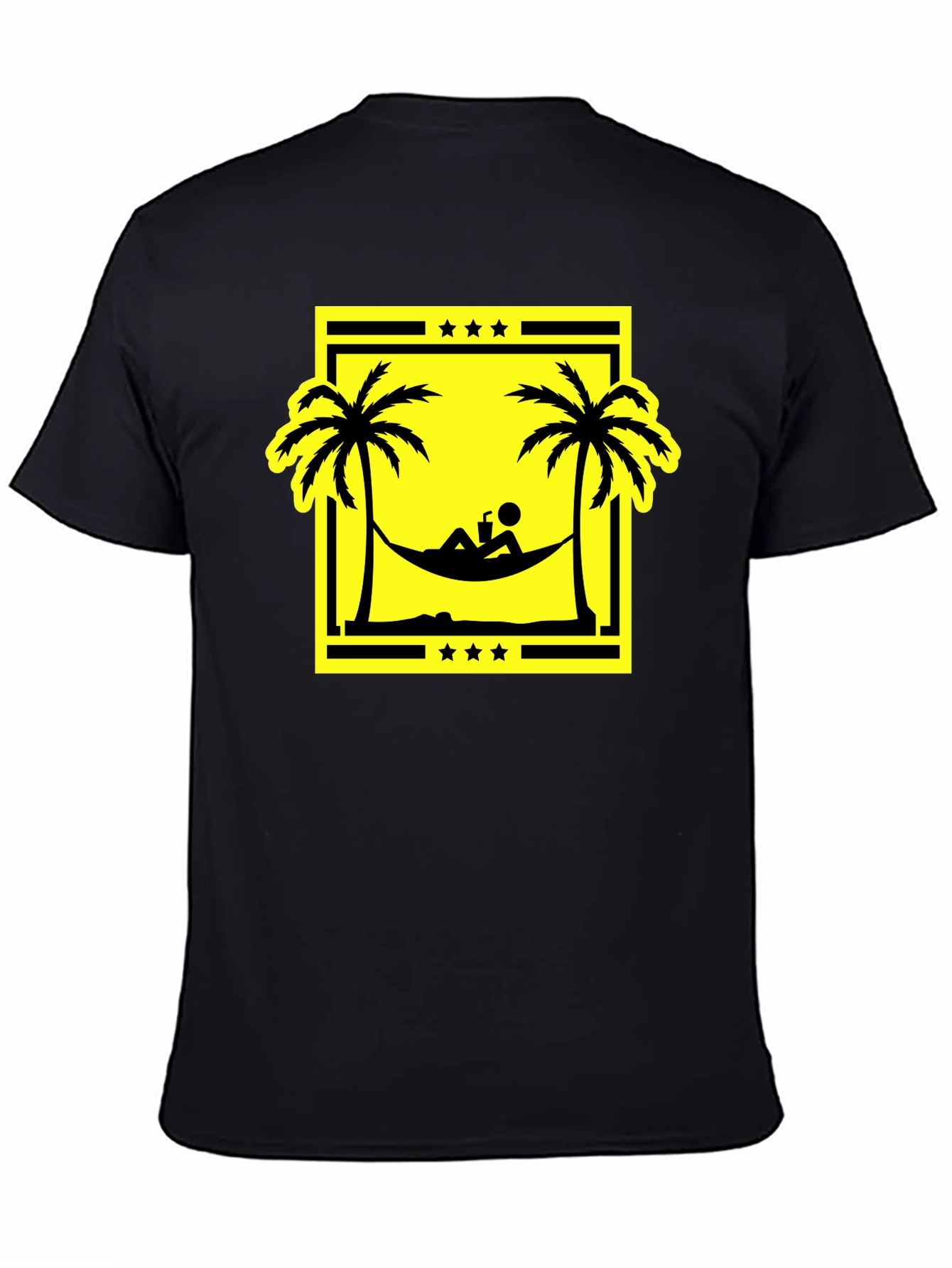 Relaxing Beach Hammock Graphic Tee - Black