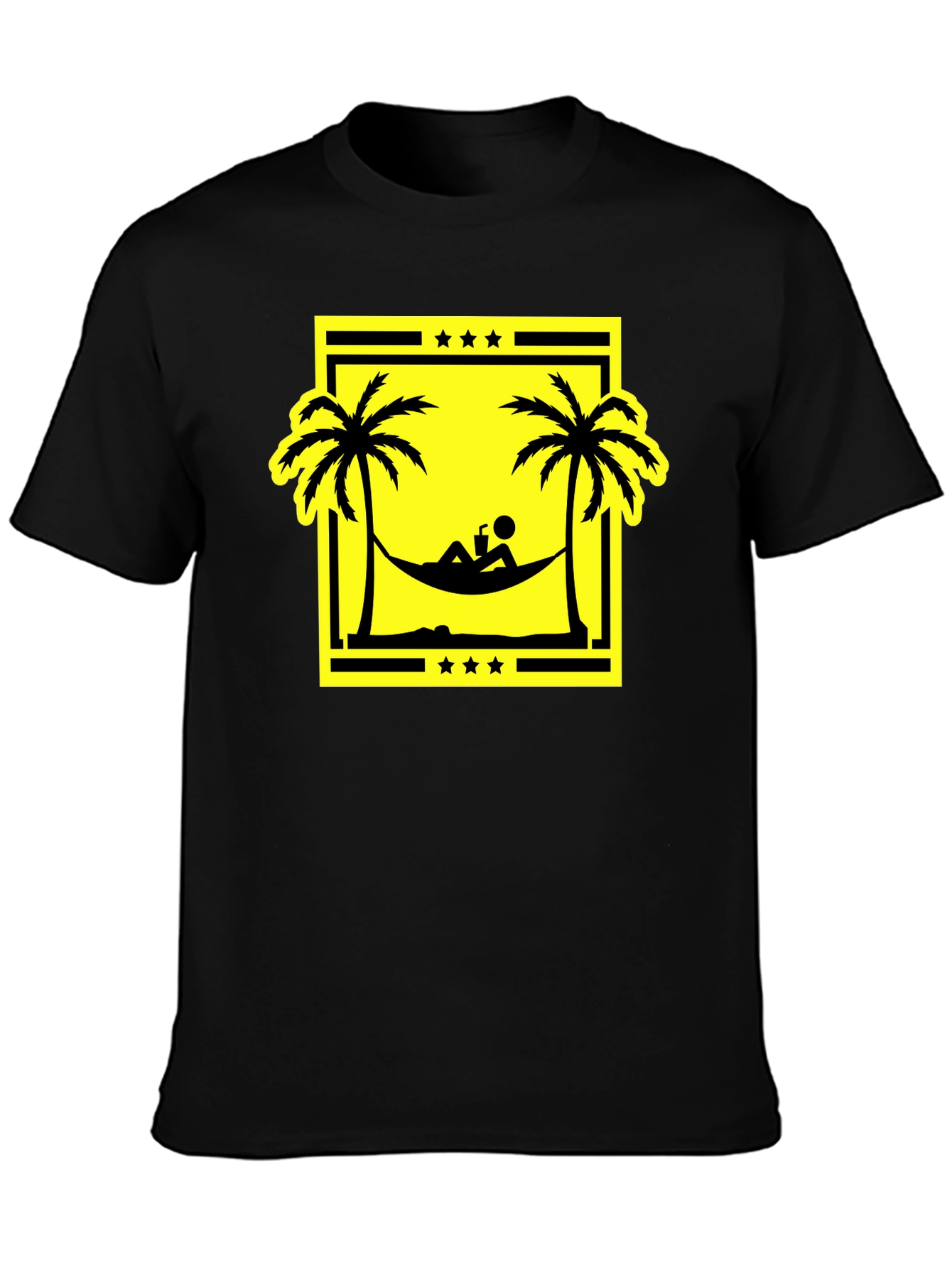 Relaxing Beach Hammock Graphic Tee - Black