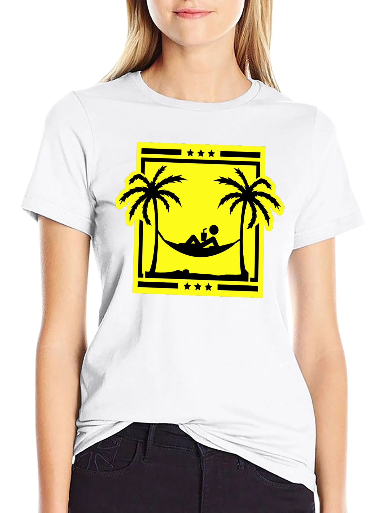 Relaxing Beach Hammock Graphic Tee - Black