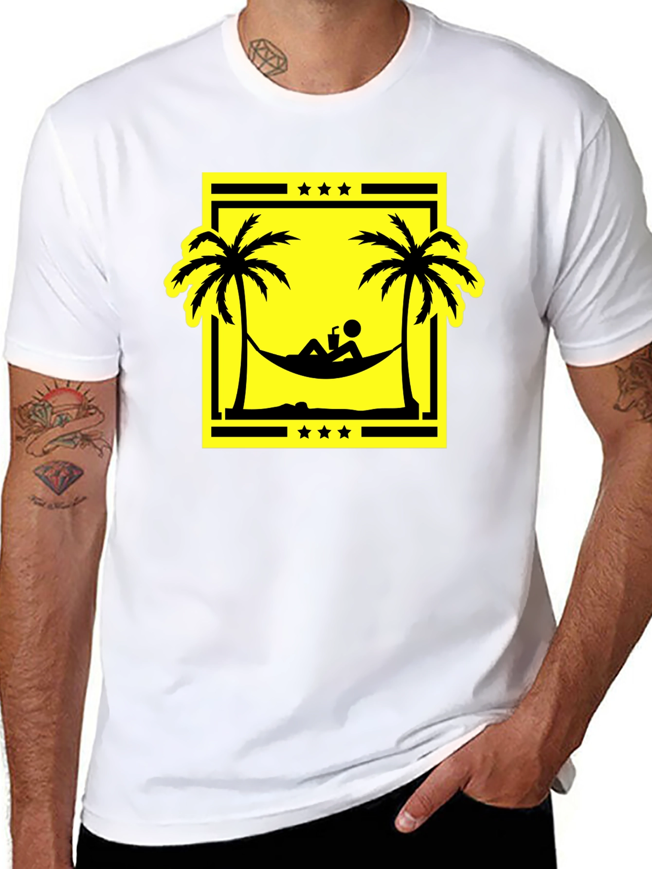 Relaxing Beach Hammock Graphic Tee - Black