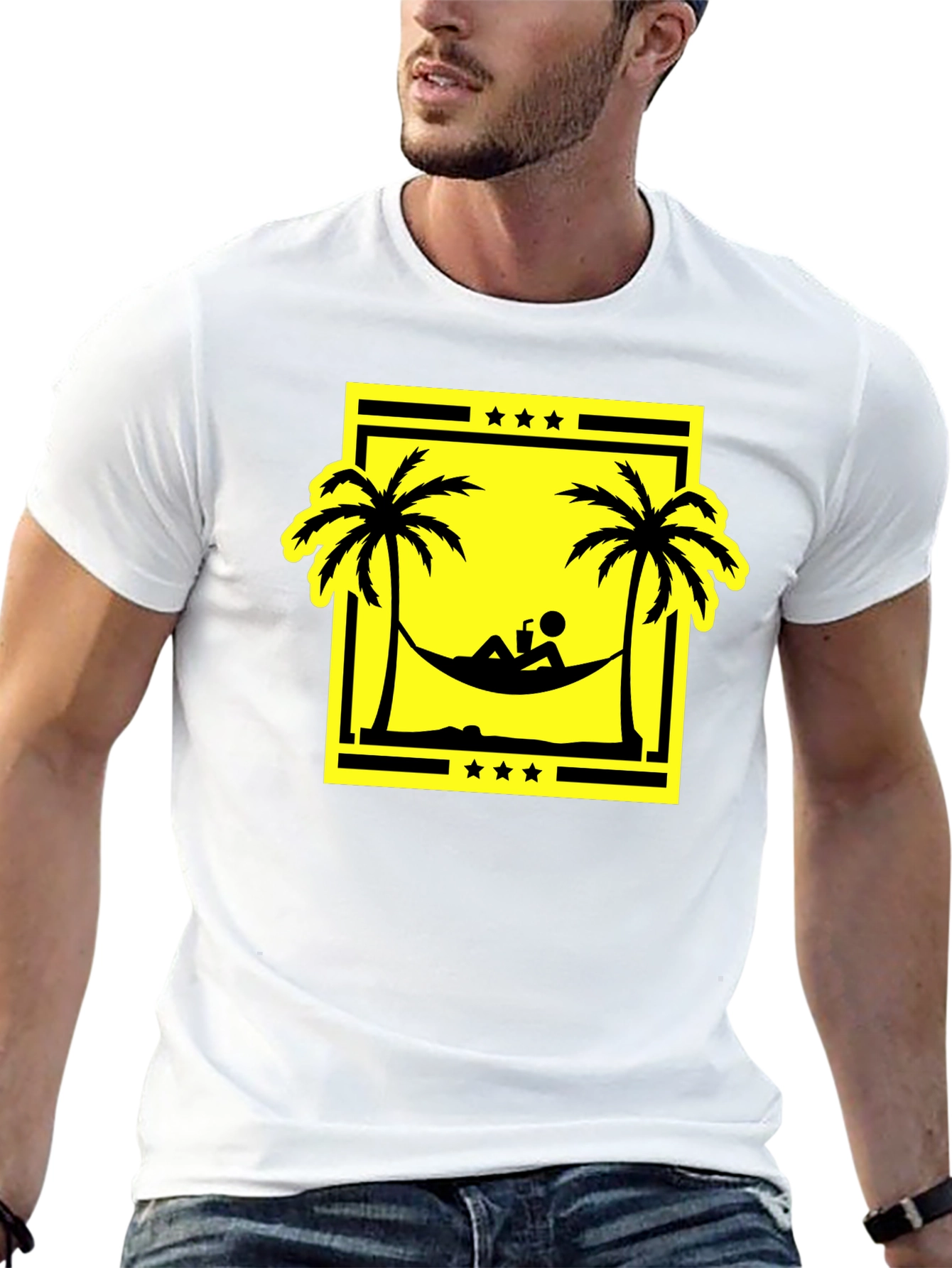 Relaxing Beach Hammock Graphic Tee - Black