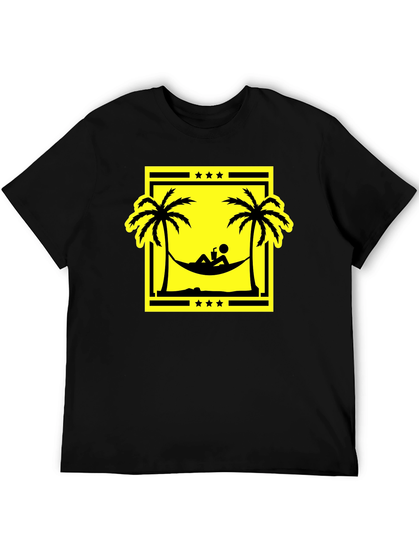 Relaxing Beach Hammock Graphic Tee - Black