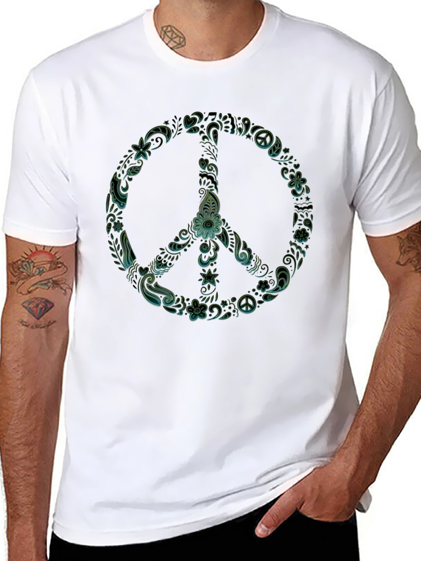Peace Sign Graphic T-Shirt - Black Casual Tee