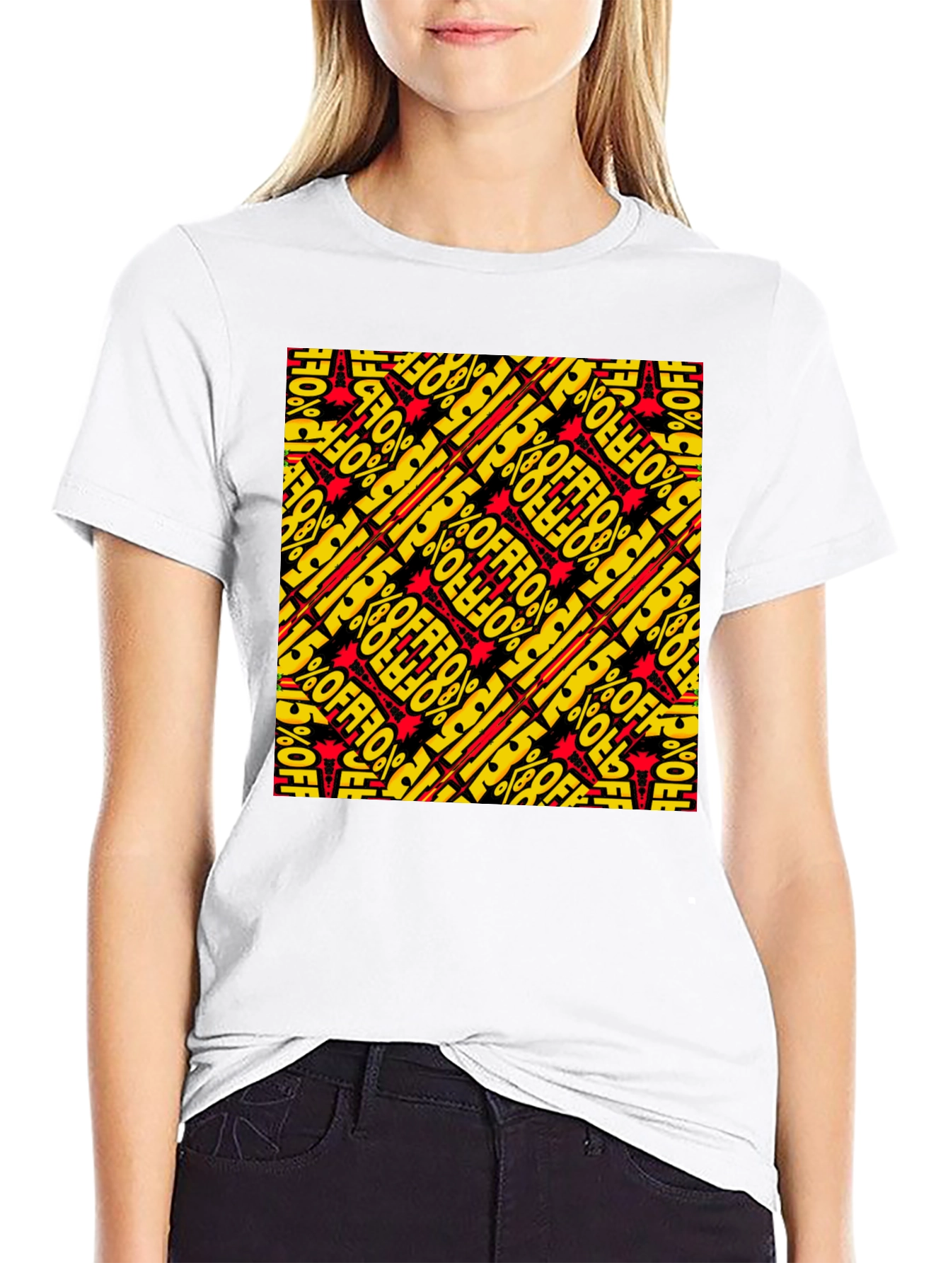 Bold 15% Off Patterned Black T-Shirt