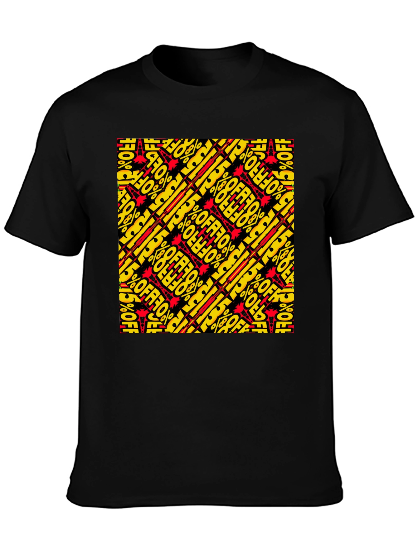 Bold 15% Off Patterned Black T-Shirt