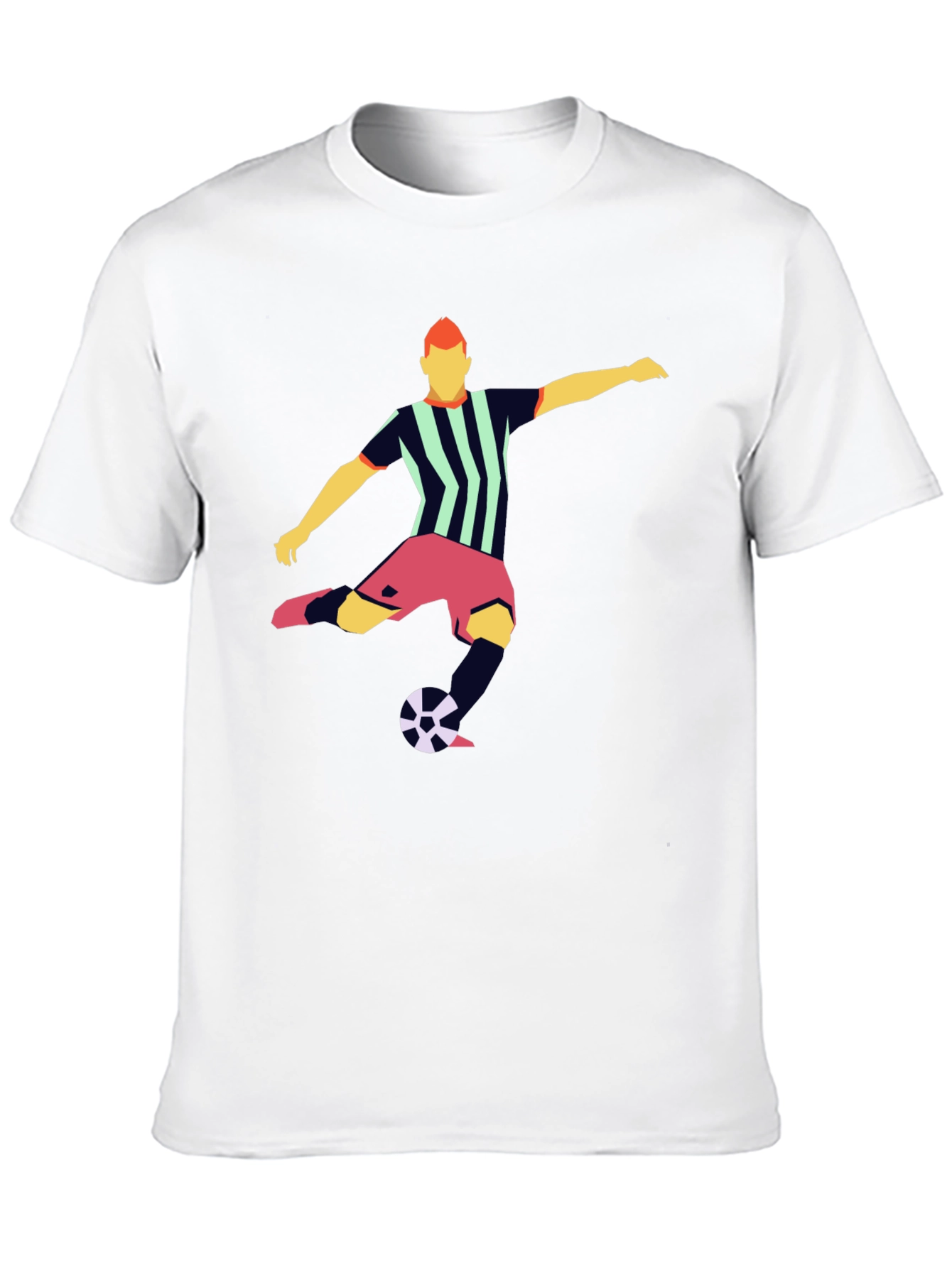 Striking Soccer Graphic Tee - Black Cotton Blend