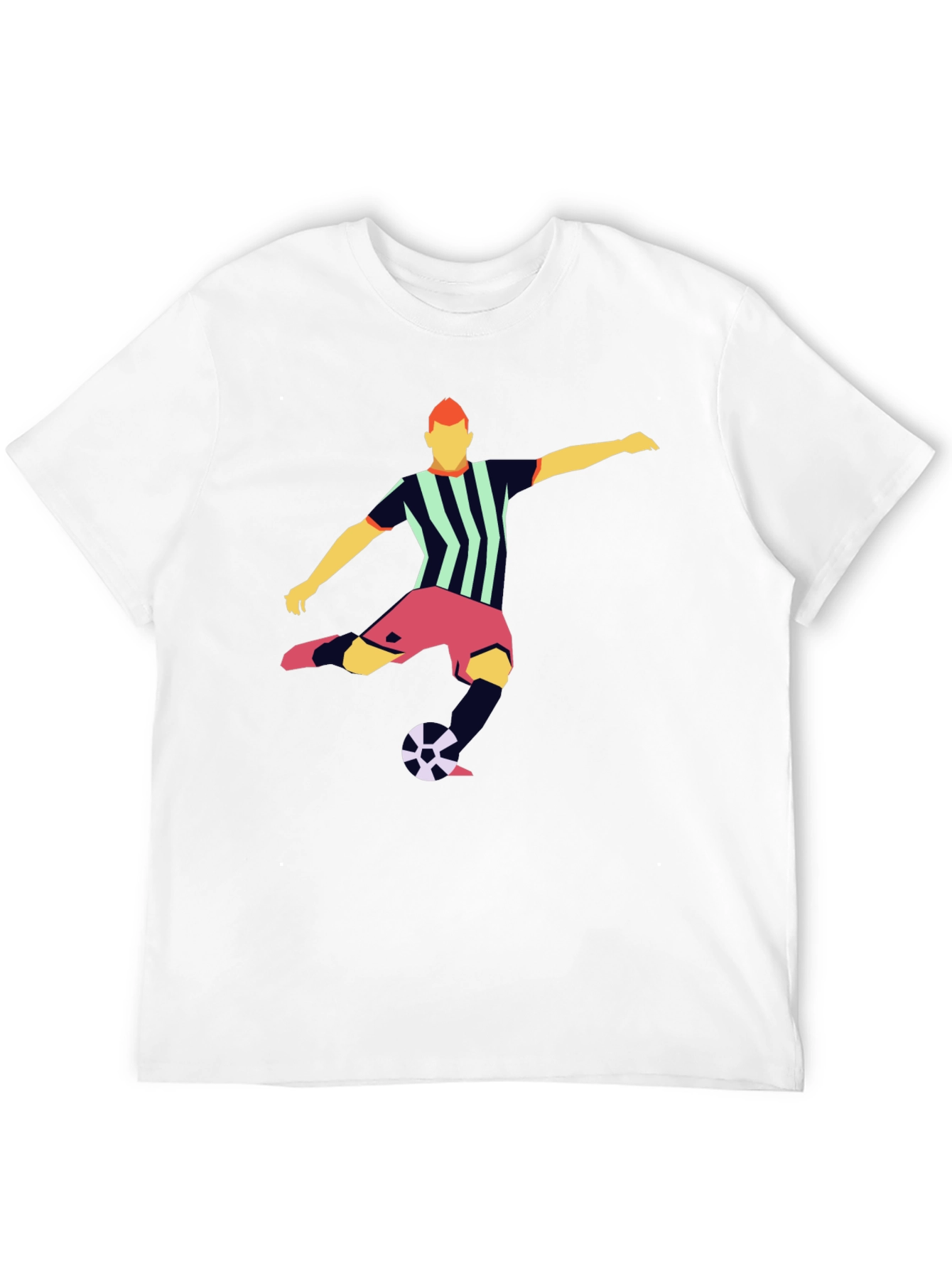 Striking Soccer Graphic Tee - Black Cotton Blend