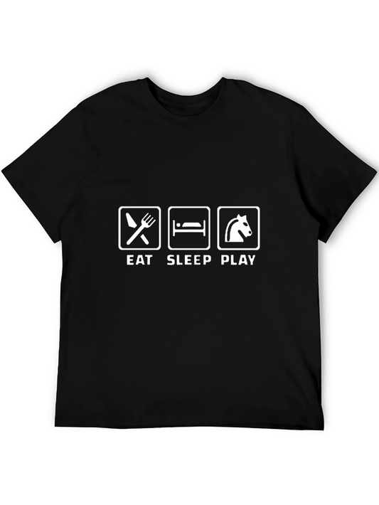 Eat Sleep Play Graphic Tee - Black Cotton T-Shirt