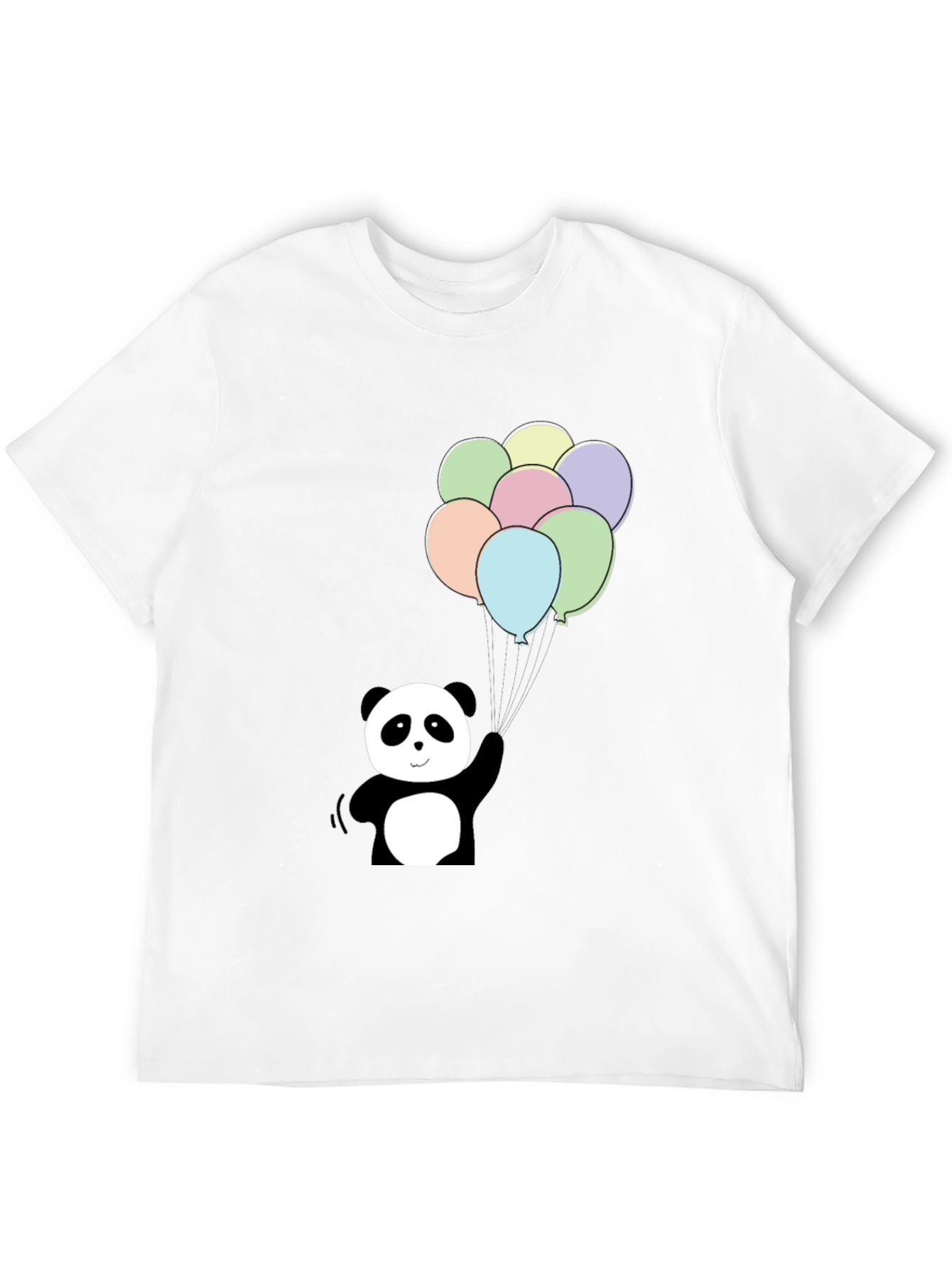 Panda Bear Balloons Graphic Tee - Black Cotton Blend