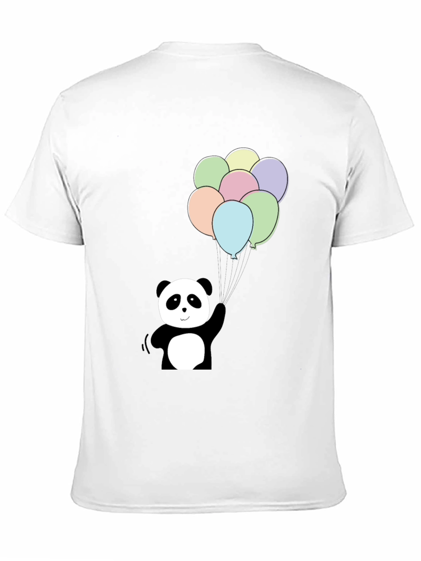 Panda Bear Balloons Graphic Tee - Black Cotton Blend