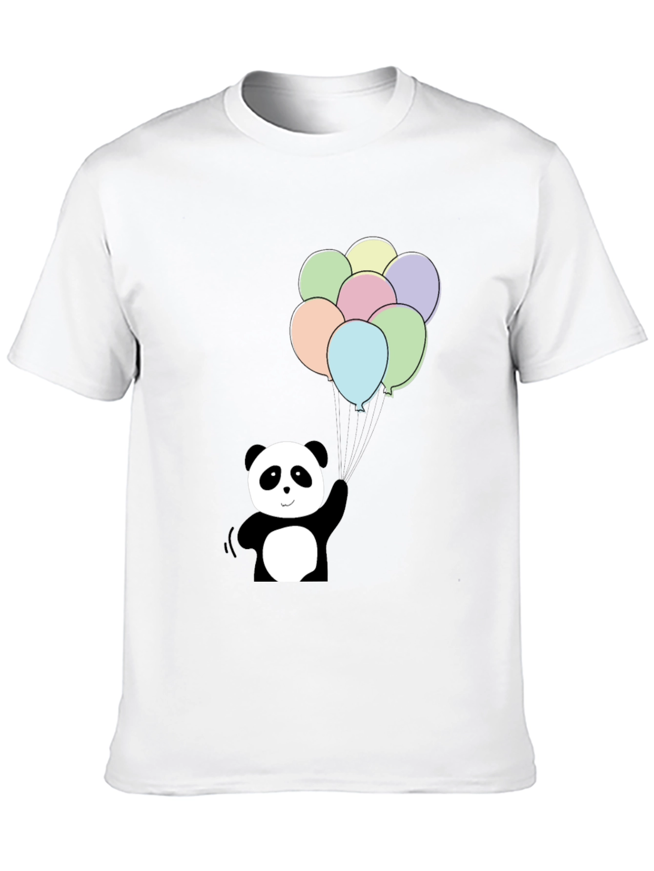 Panda Bear Balloons Graphic Tee - Black Cotton Blend