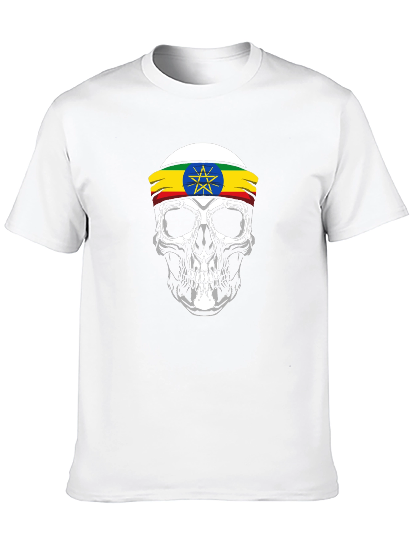 Ethiopian Flag Skull Graphic T-Shirt
