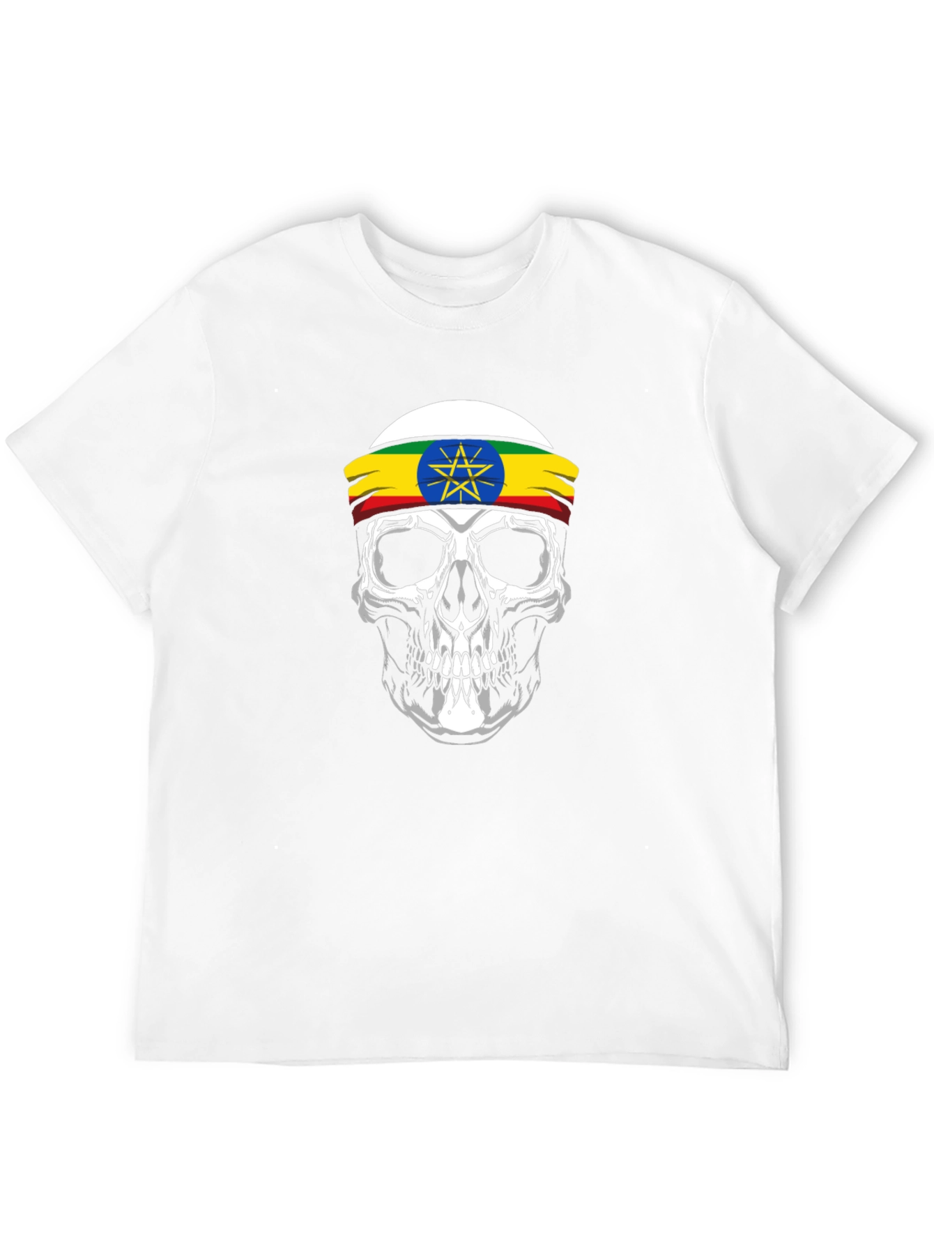 Ethiopian Flag Skull Graphic T-Shirt