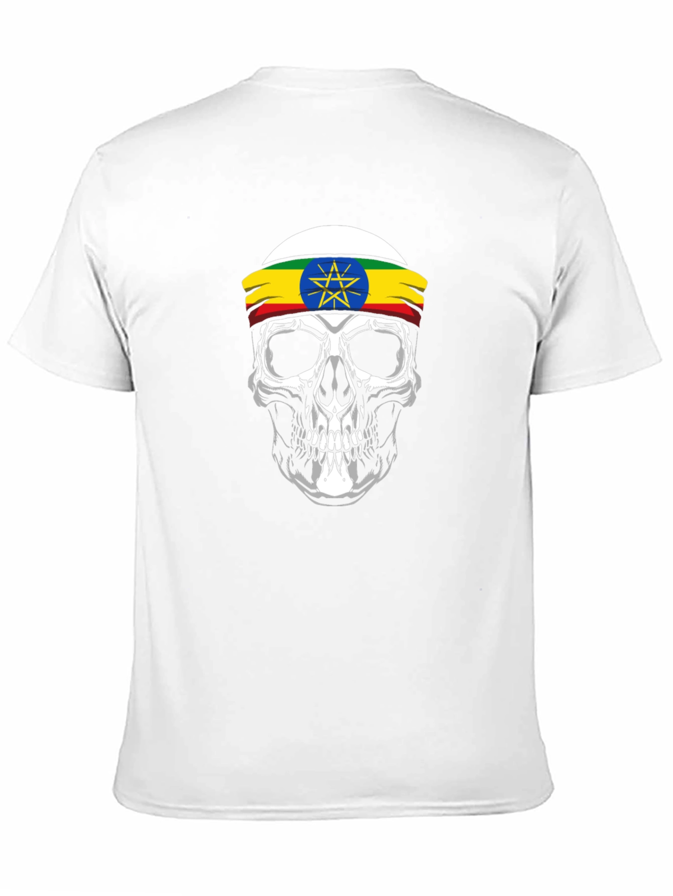 Ethiopian Flag Skull Graphic T-Shirt