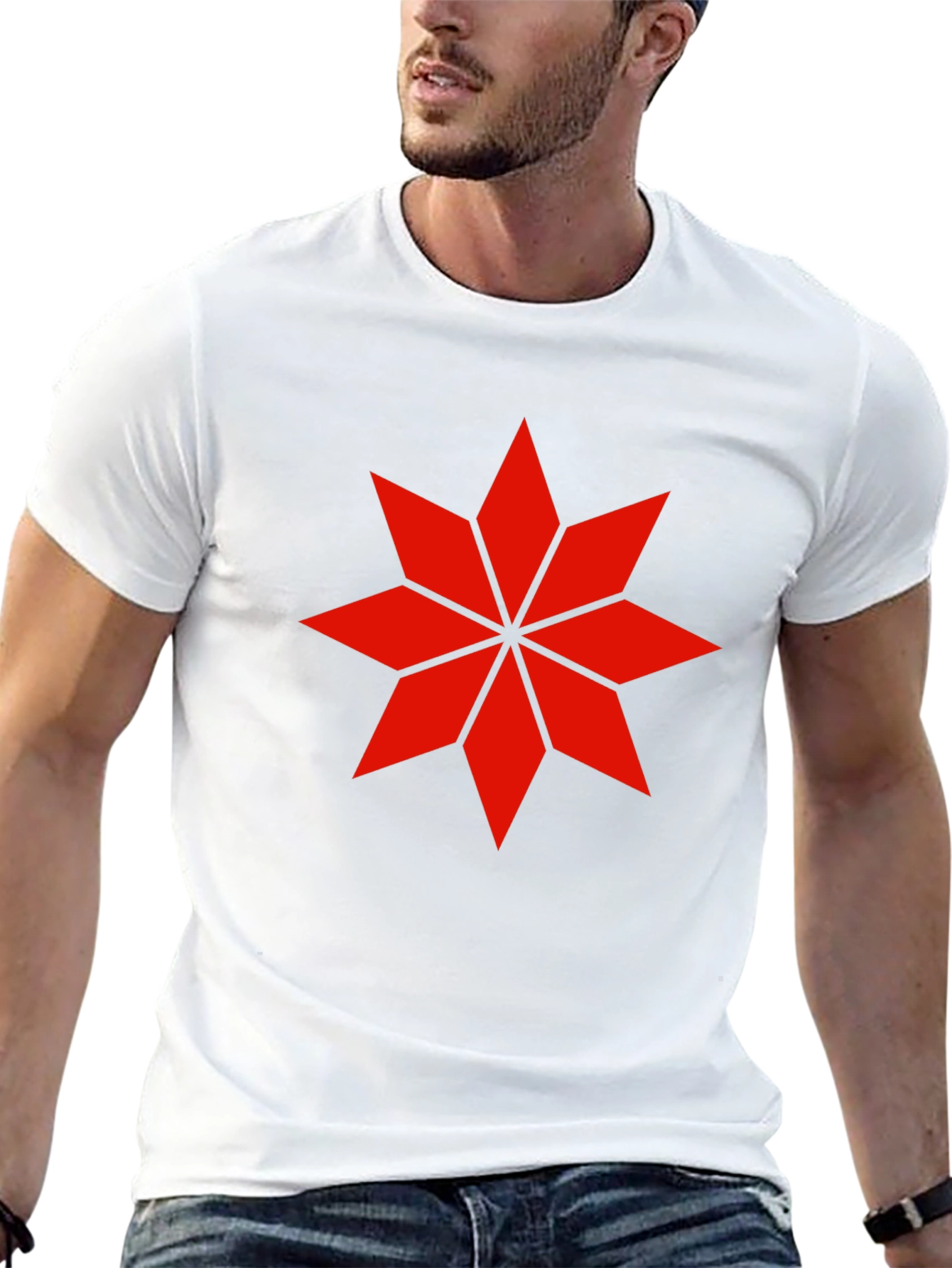 Geometric Star Graphic Tee - Black Cotton Shirt