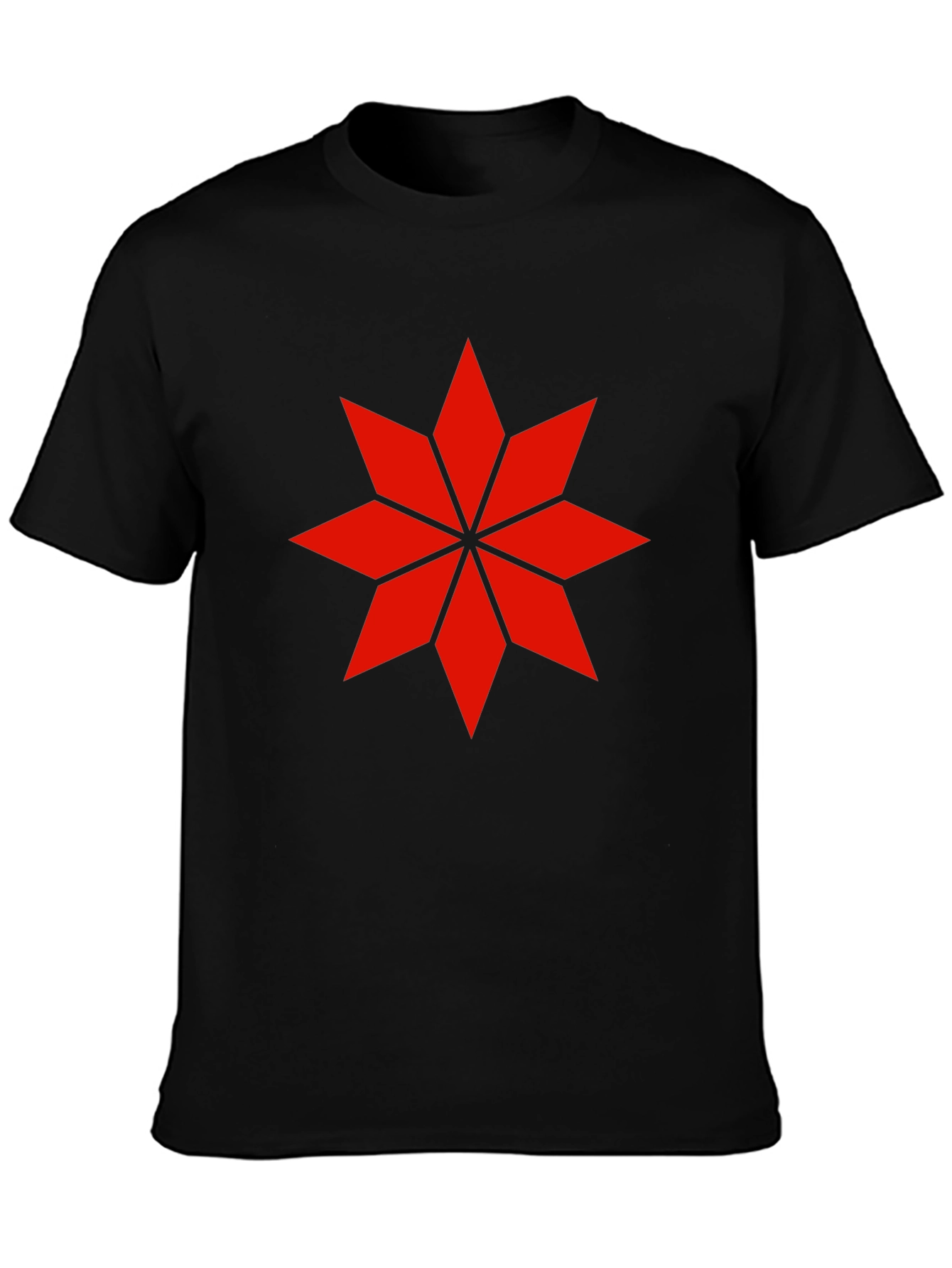 Geometric Star Graphic Tee - Black Cotton Shirt