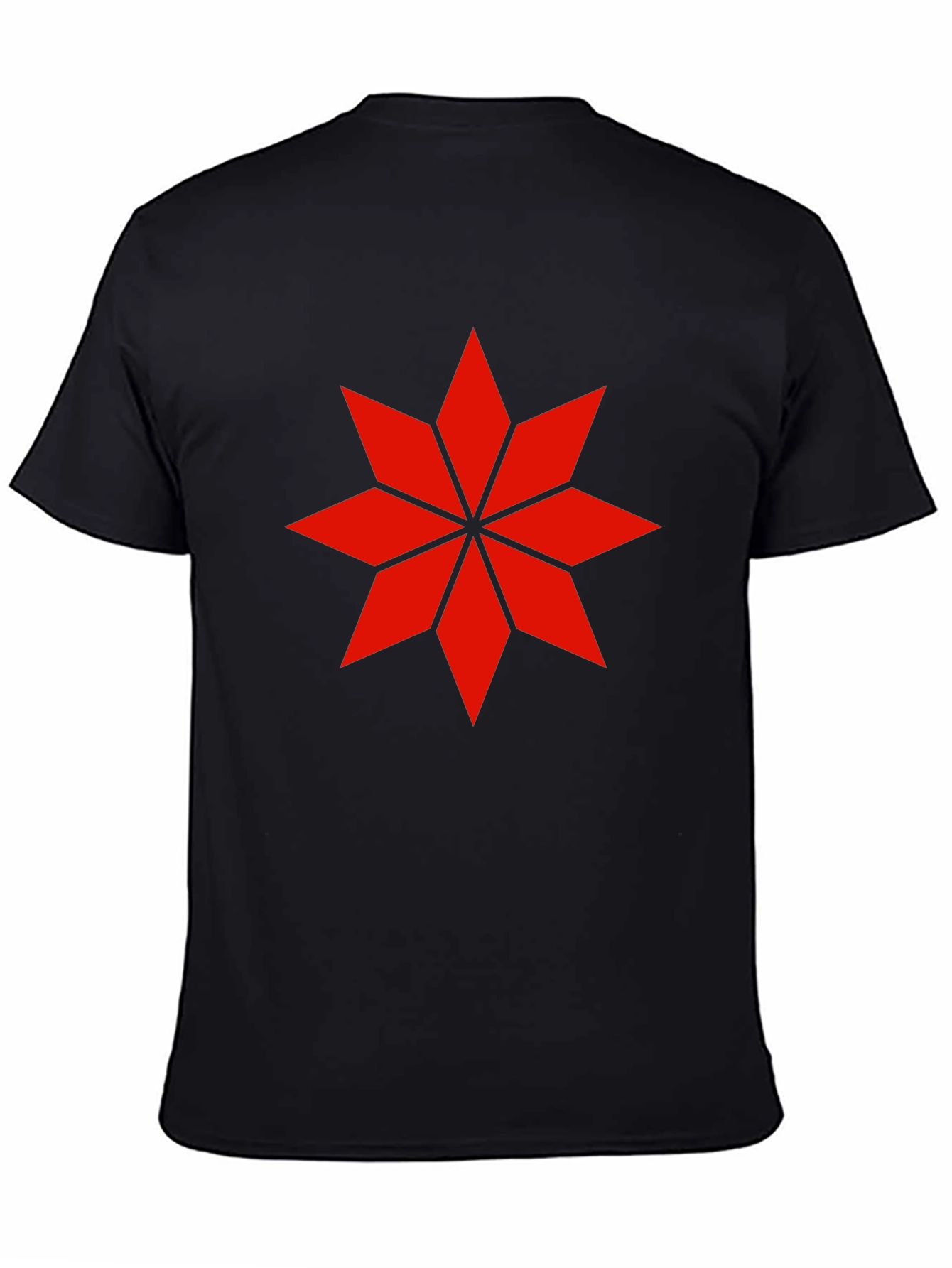Geometric Star Graphic Tee - Black Cotton Shirt