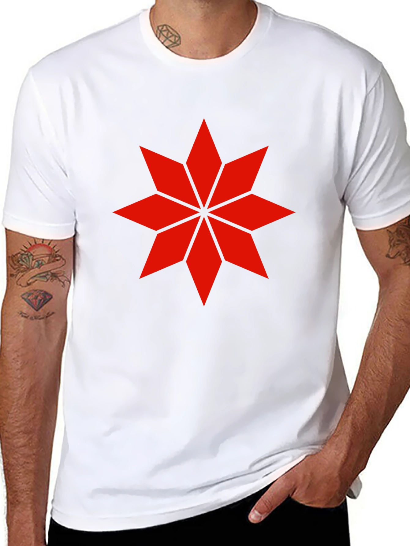 Geometric Star Graphic Tee - Black Cotton Shirt