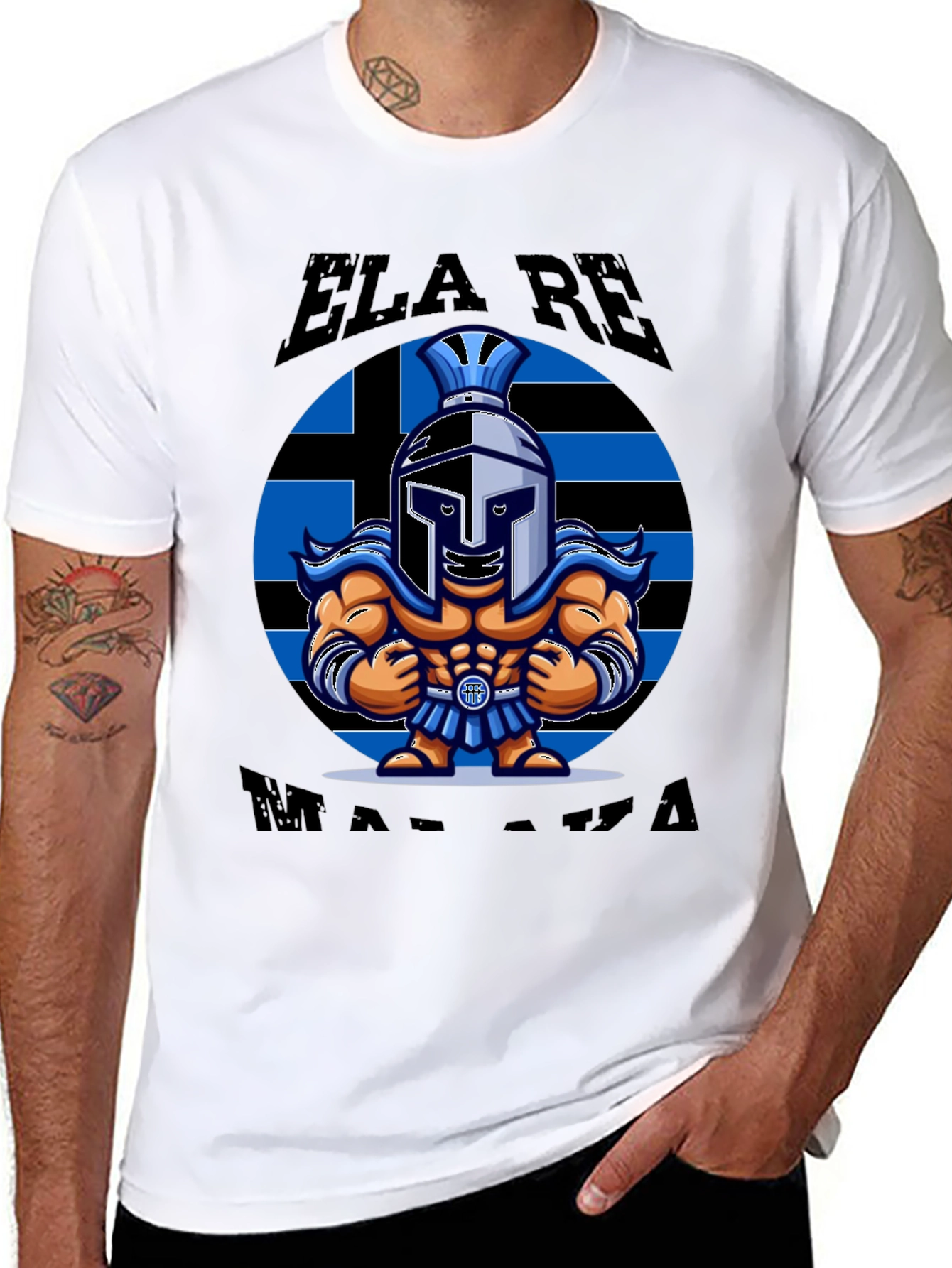 Greek Spartan Warrior T-Shirt - ELA RE MALAKA!