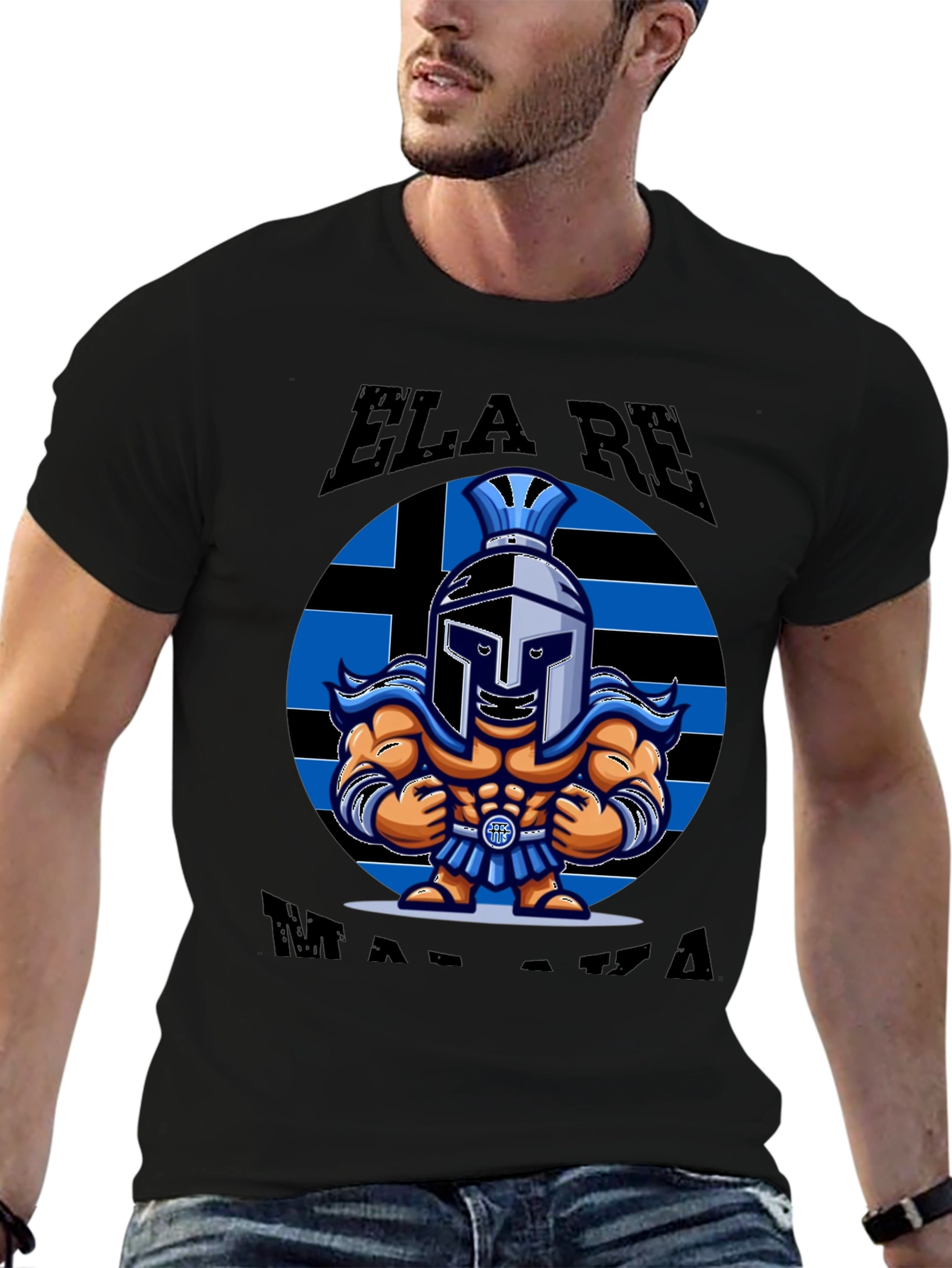 Greek Spartan Warrior T-Shirt - ELA RE MALAKA!