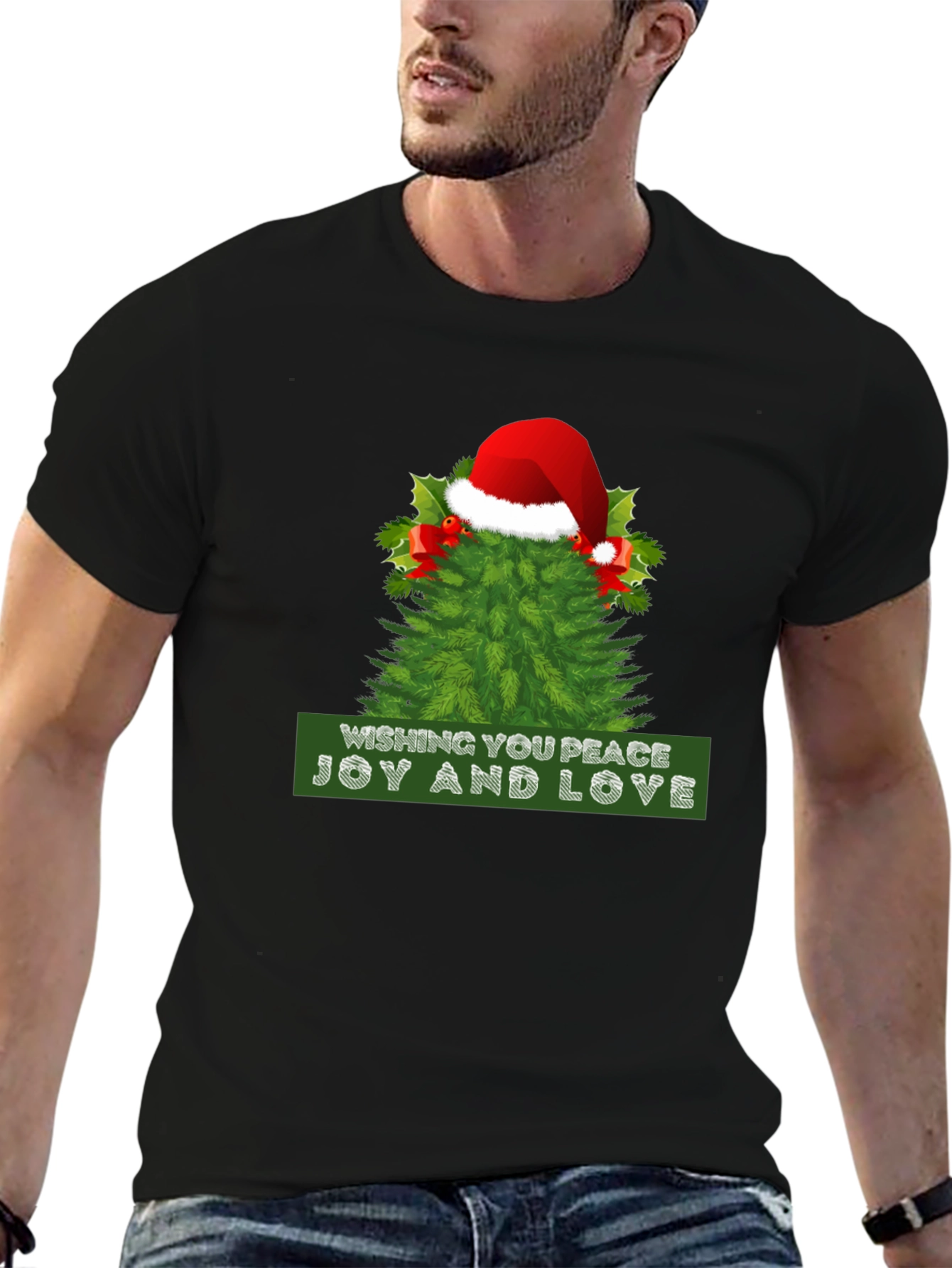 Festive Peace Joy and Love Christmas Tee