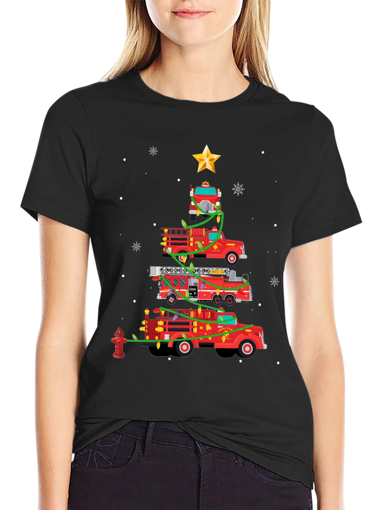 Firetruck Christmas Tree T-Shirt