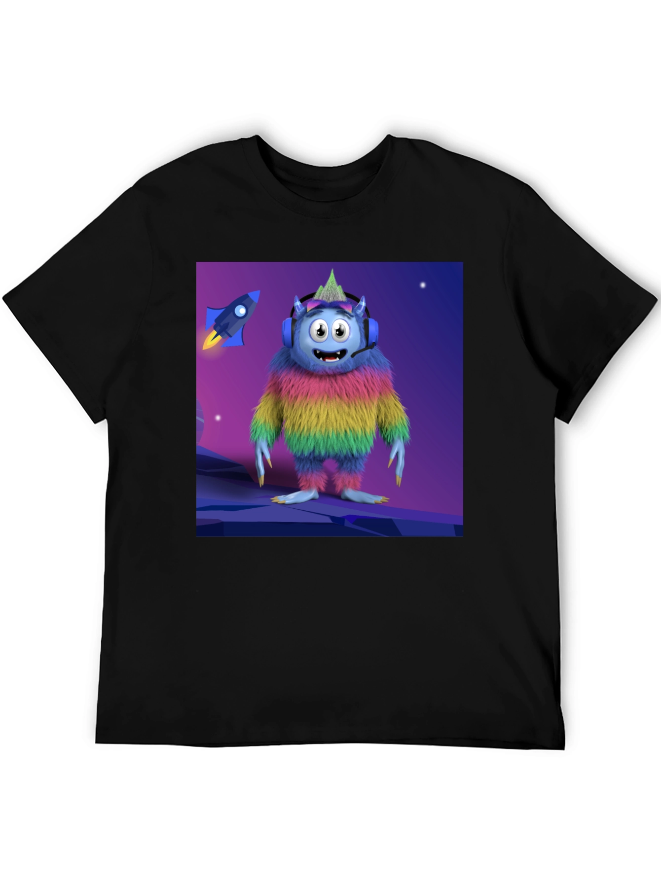 Monster Graphic Tee - Black Cotton Blend