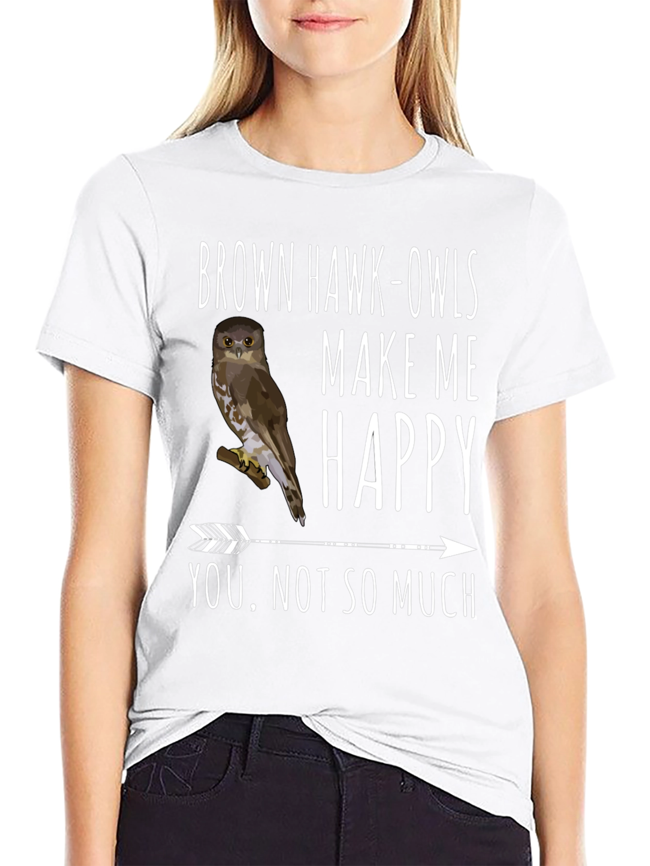 Brown Hawk-Owls Graphic T-Shirt