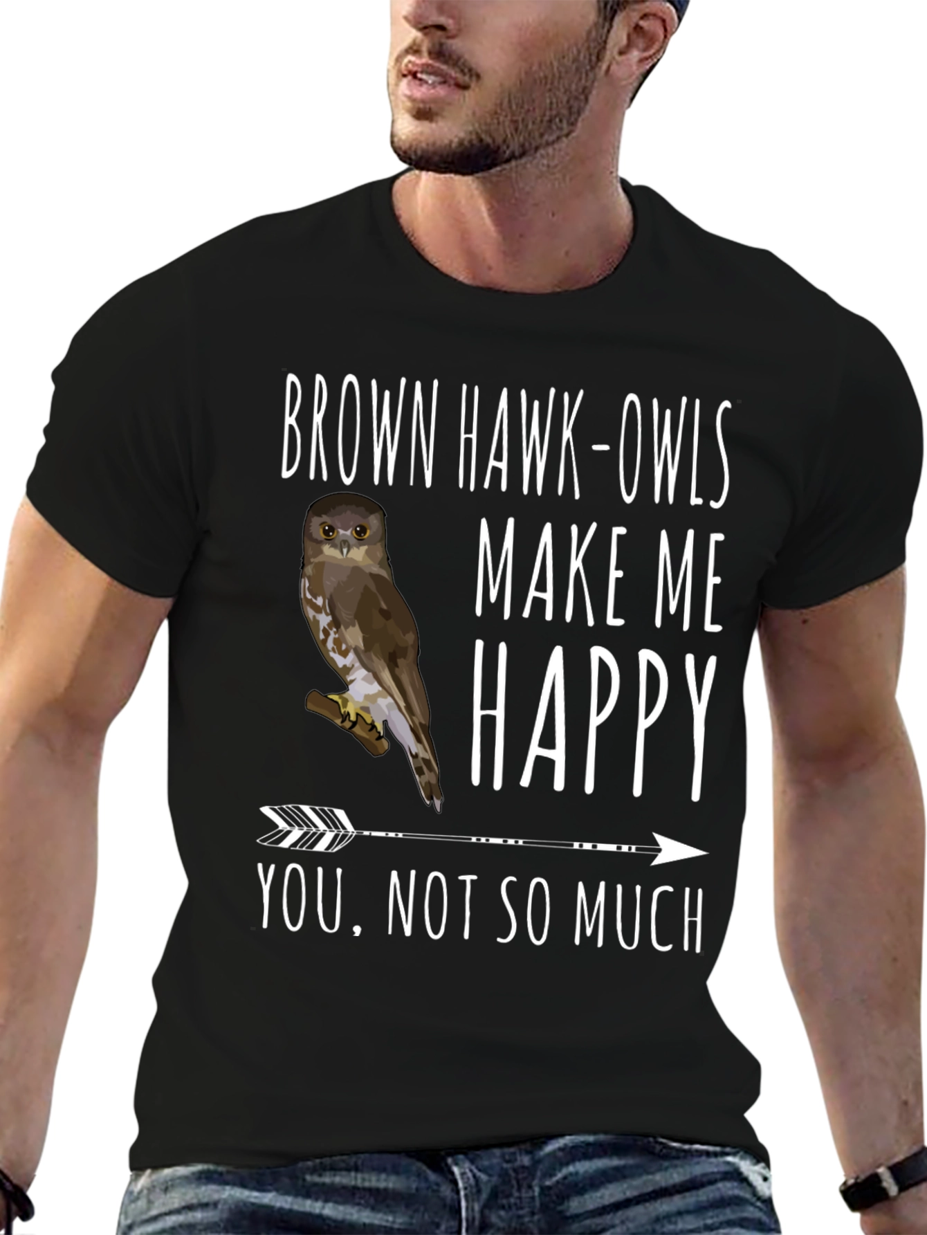Brown Hawk-Owls Graphic T-Shirt