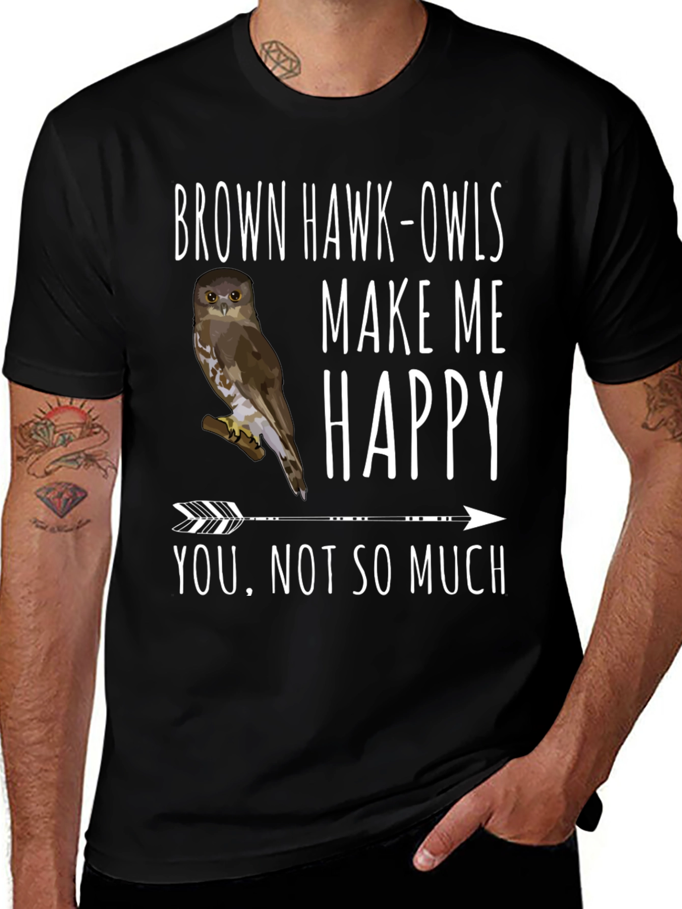 Brown Hawk-Owls Graphic T-Shirt