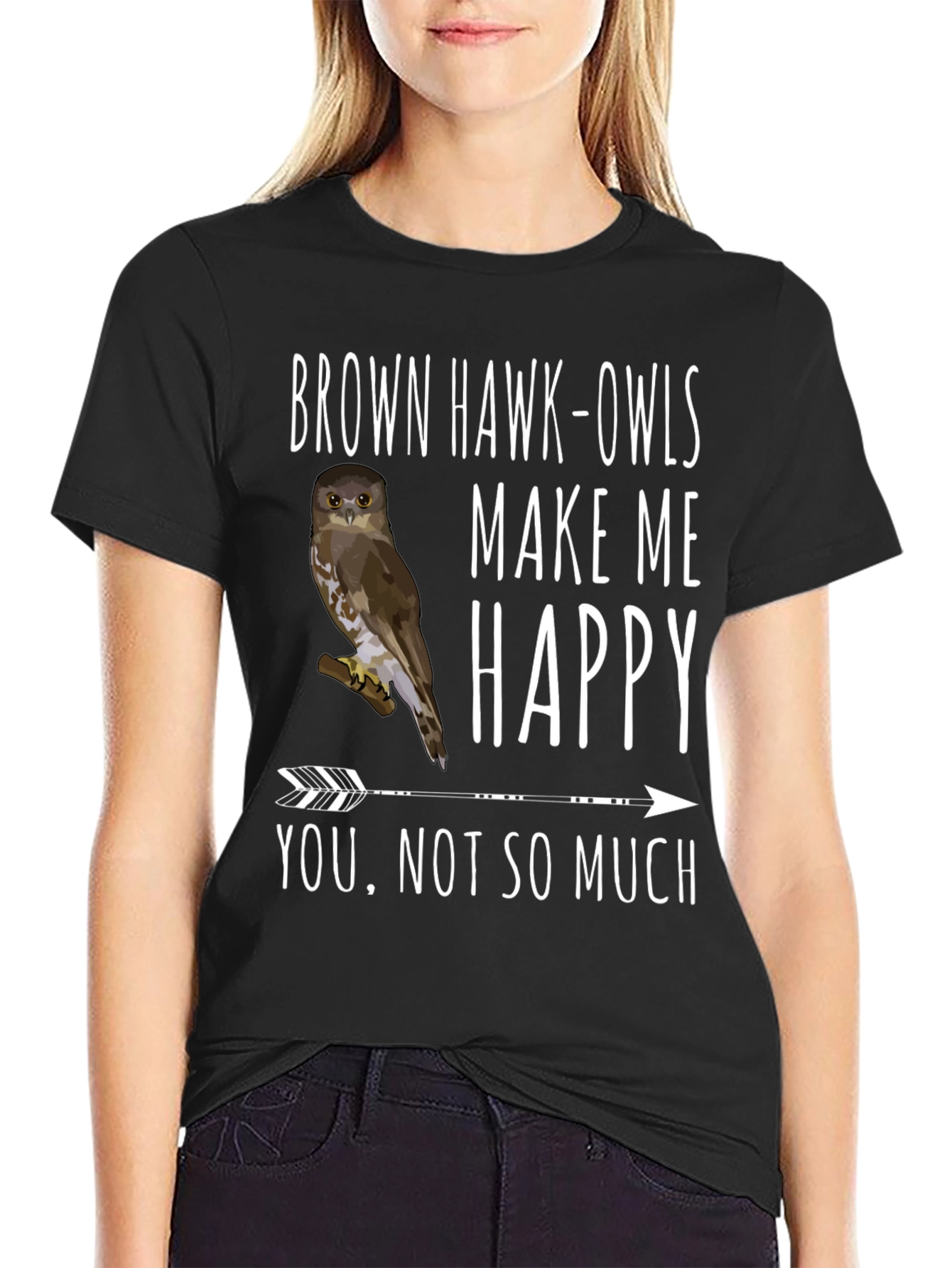 Brown Hawk-Owls Graphic T-Shirt