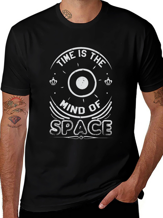 Time is the Mind of Space Graphic Tee - Black Cotton T-Shirt