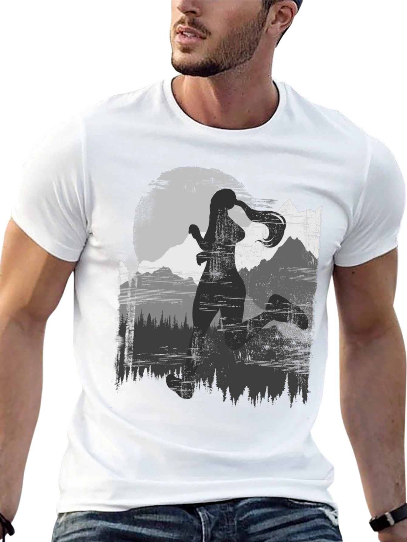 Womens Running Silhouette T-Shirt: Adventure Design