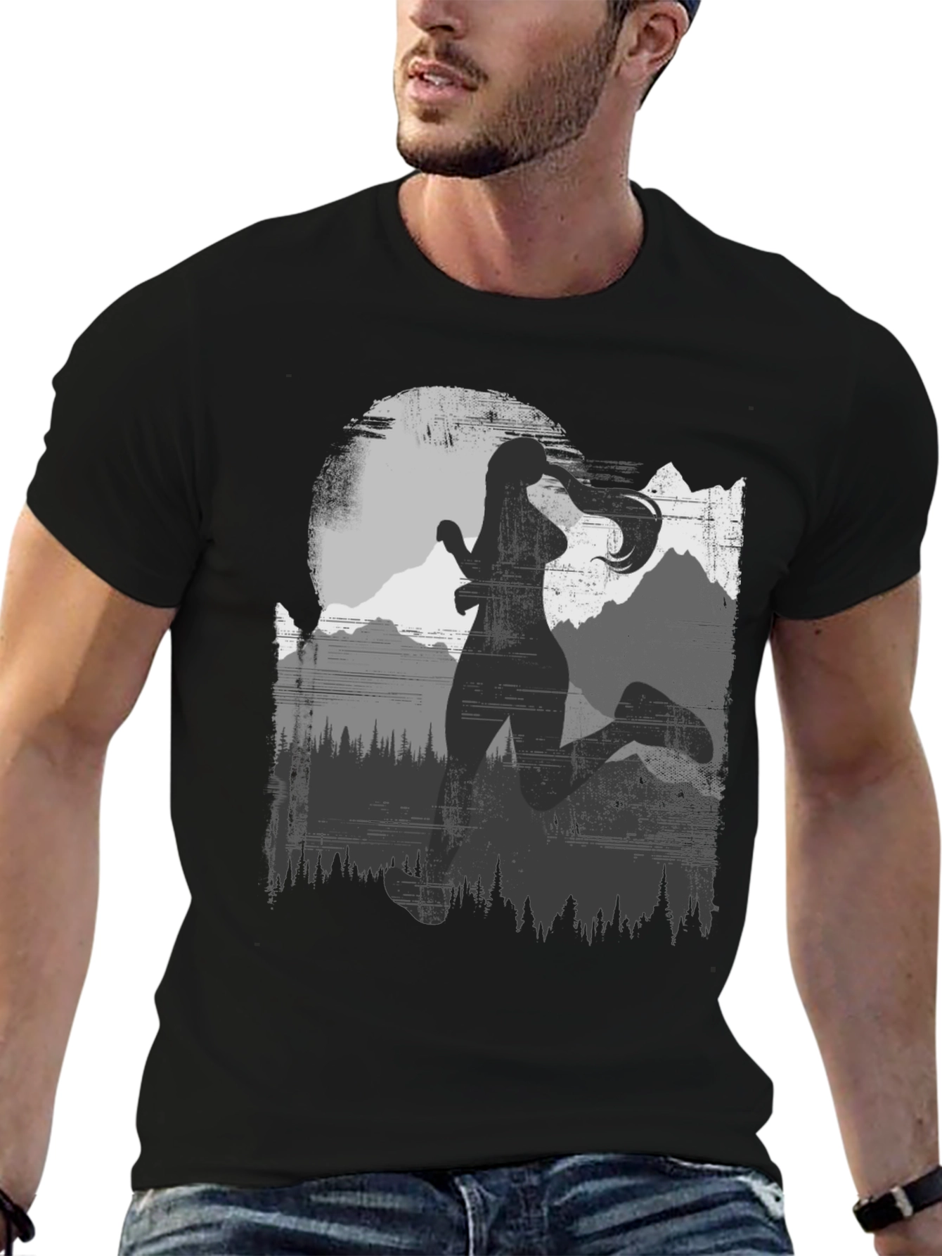Womens Running Silhouette T-Shirt: Adventure Design