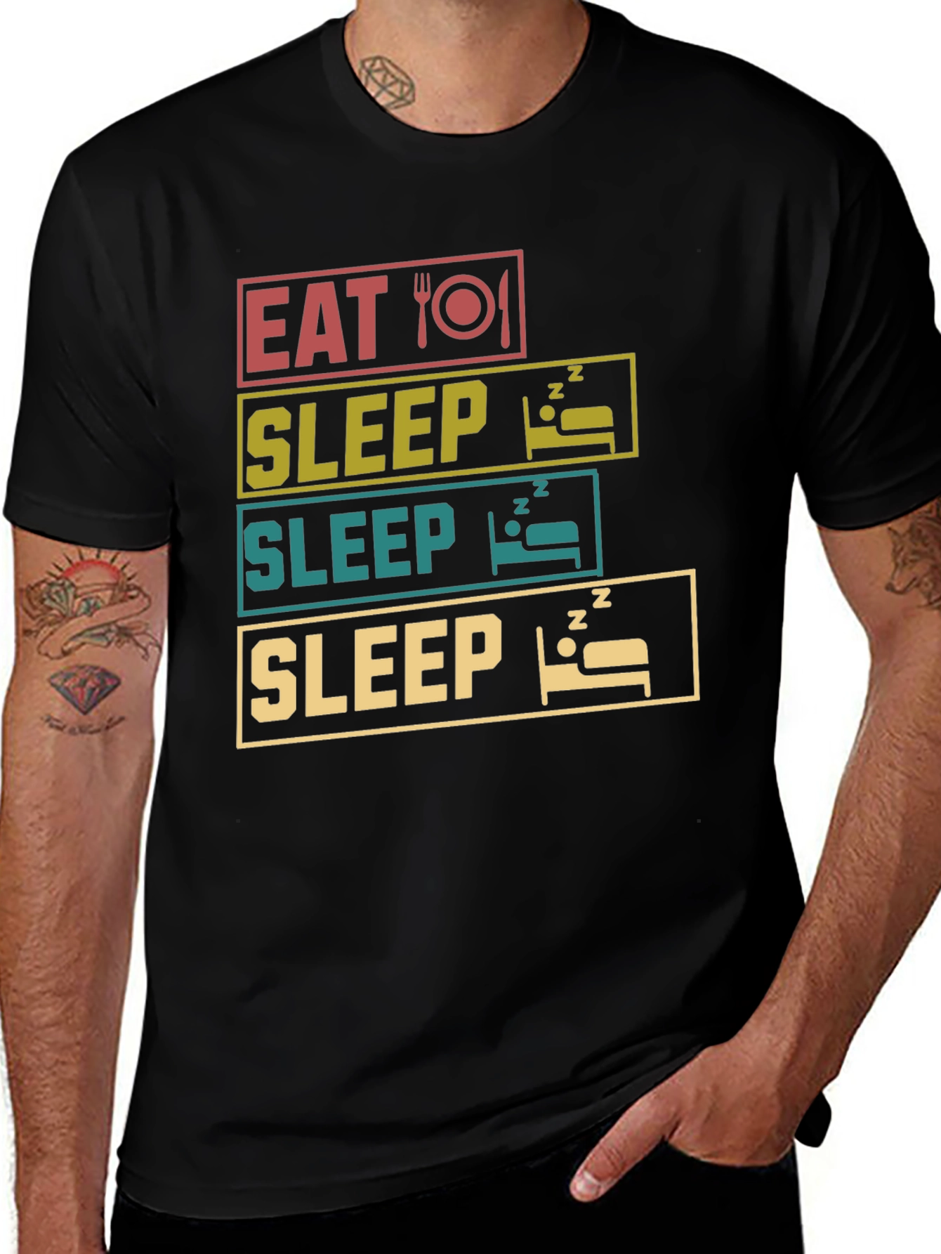 Eat Sleep Repeat T-Shirt Funny Graphic Tee