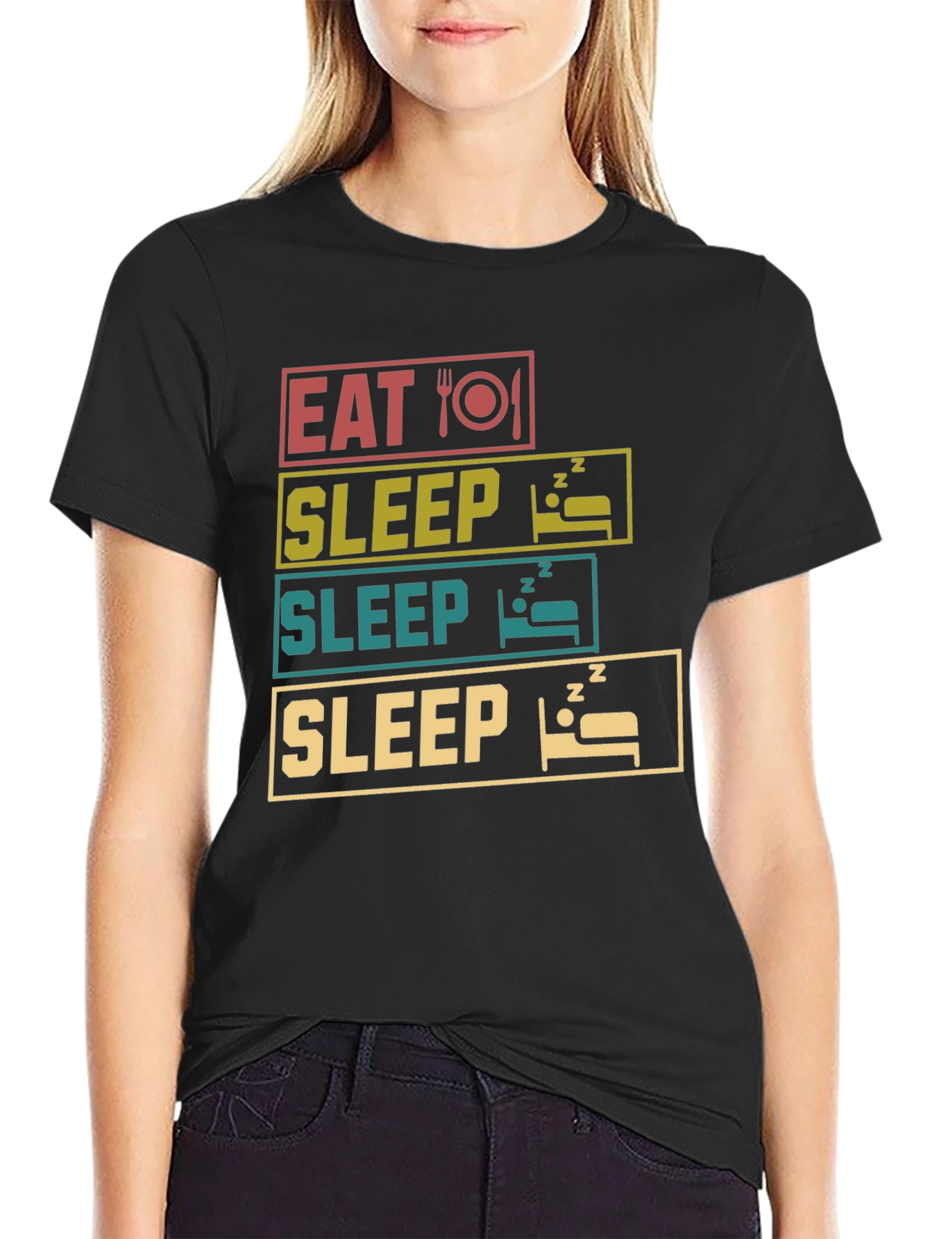 Eat Sleep Repeat T-Shirt Funny Graphic Tee