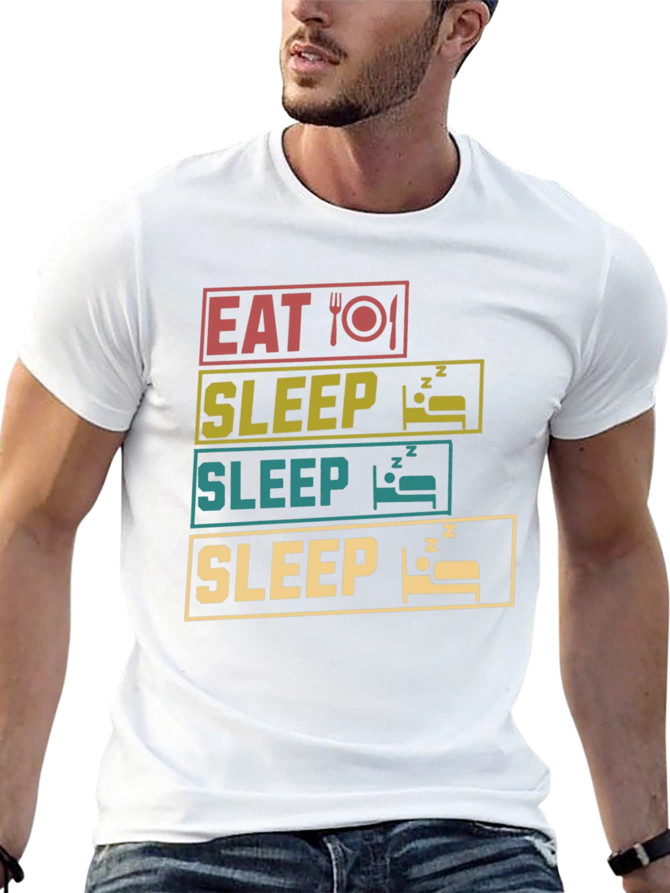 Eat Sleep Repeat T-Shirt Funny Graphic Tee
