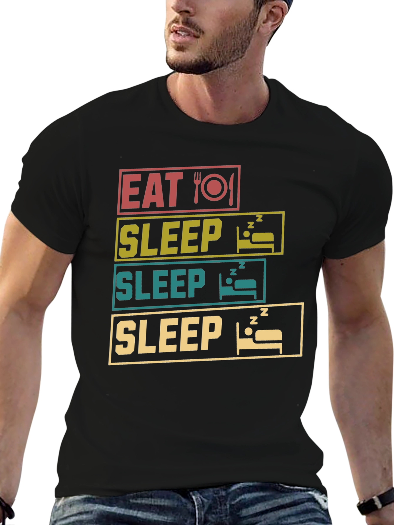 Eat Sleep Repeat T-Shirt Funny Graphic Tee