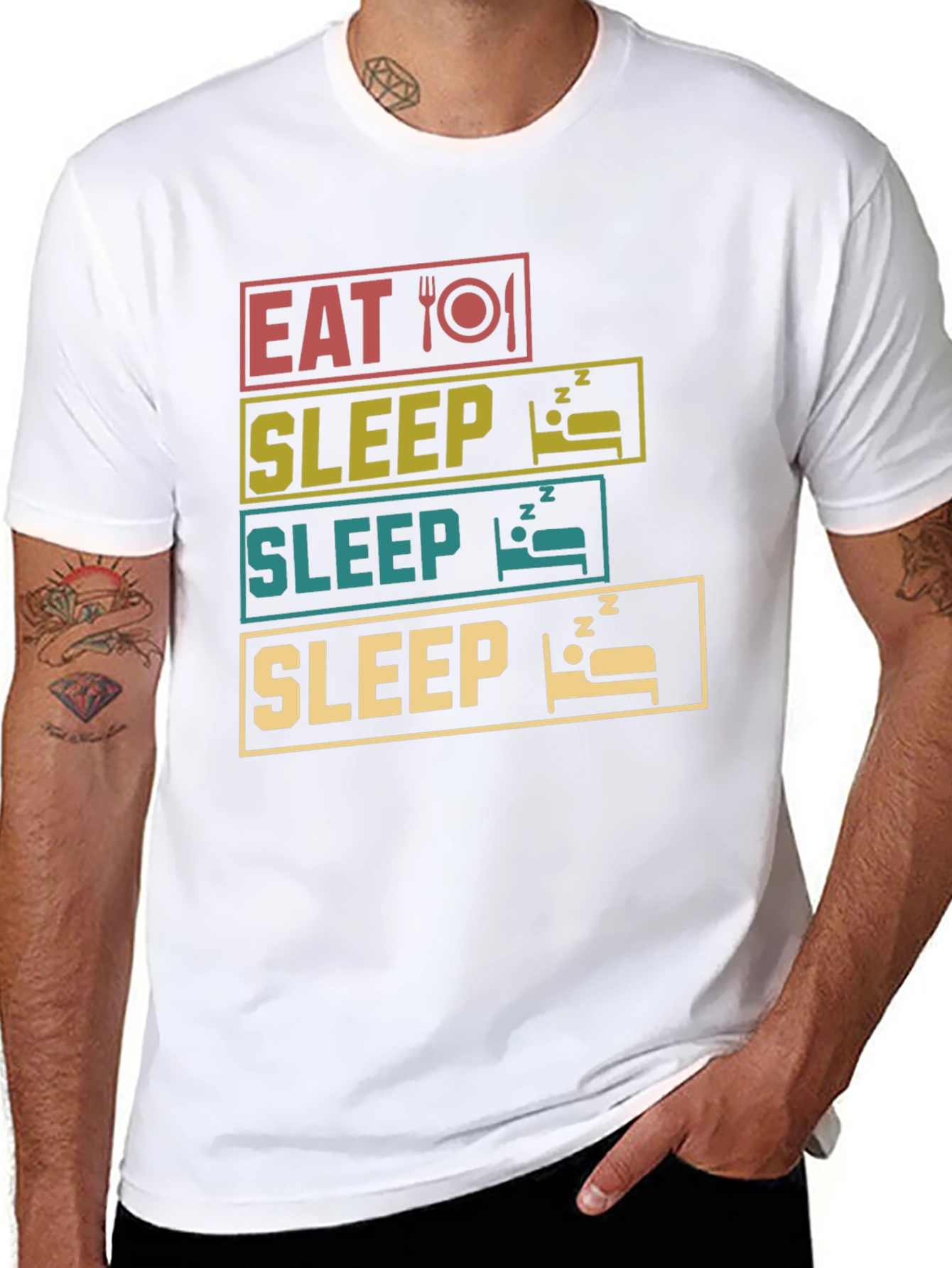 Eat Sleep Repeat T-Shirt Funny Graphic Tee