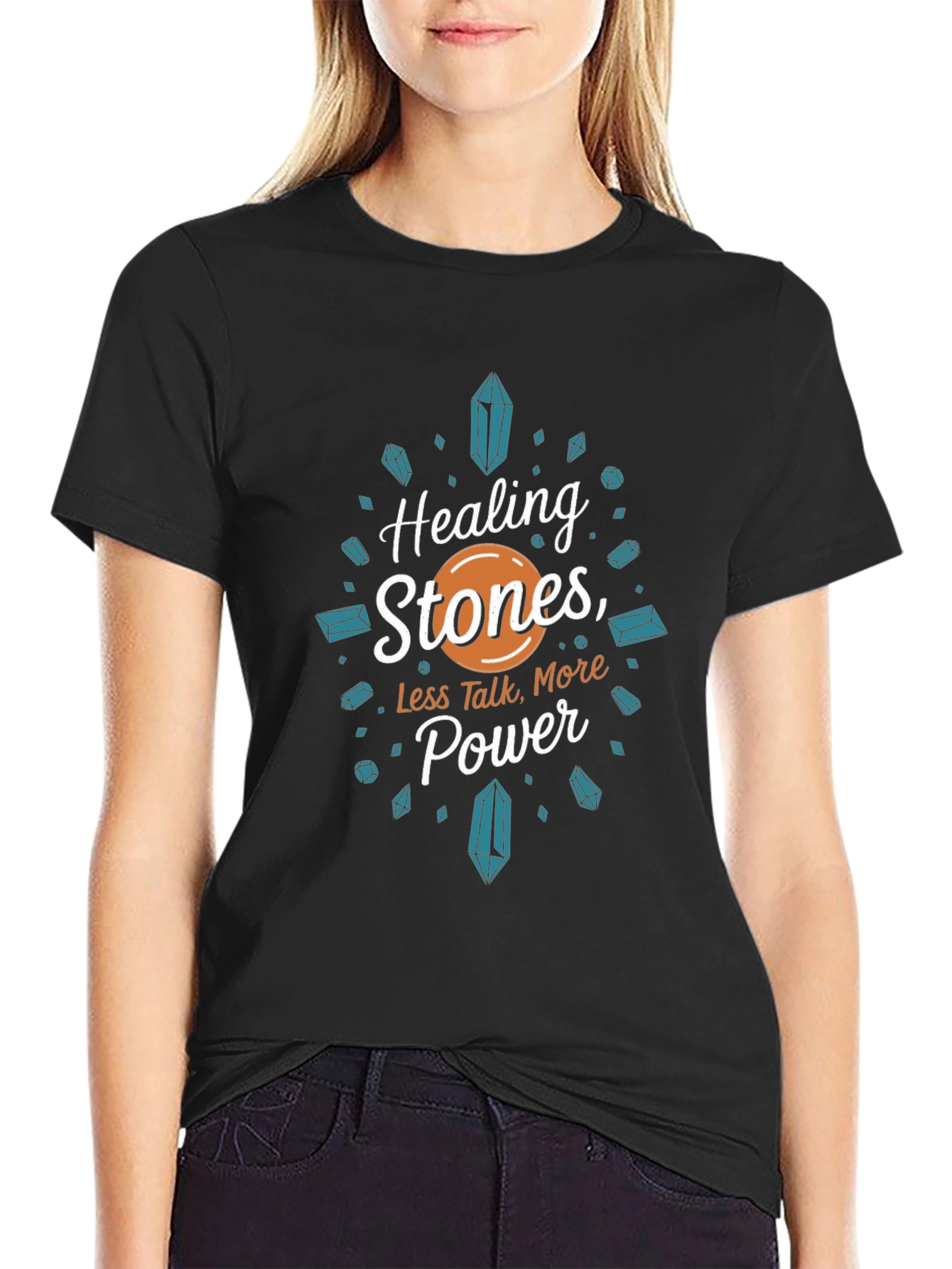 Healing Stones Power Tee - Black Graphic T-Shirt