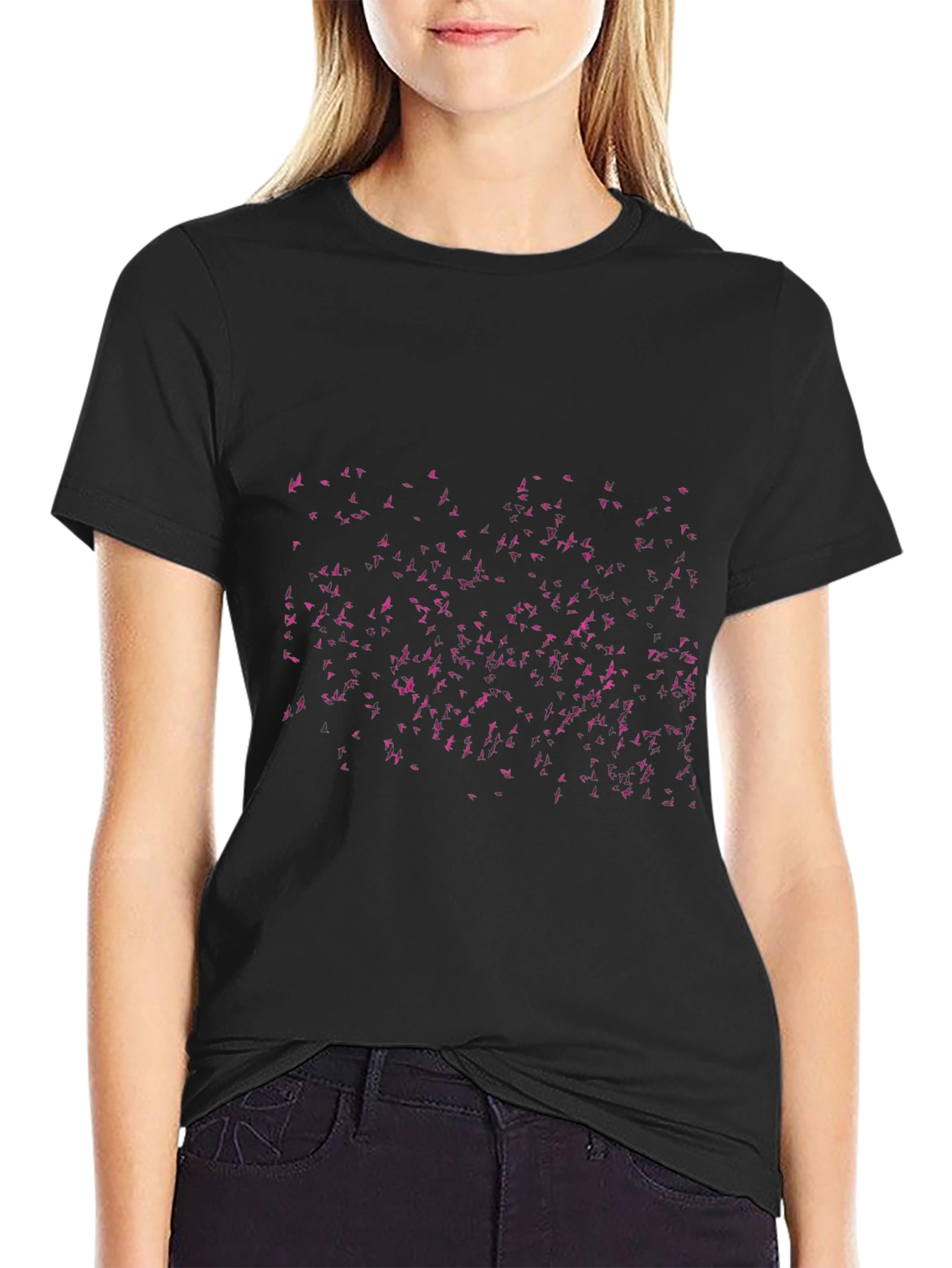 Flock Print Black T-Shirt